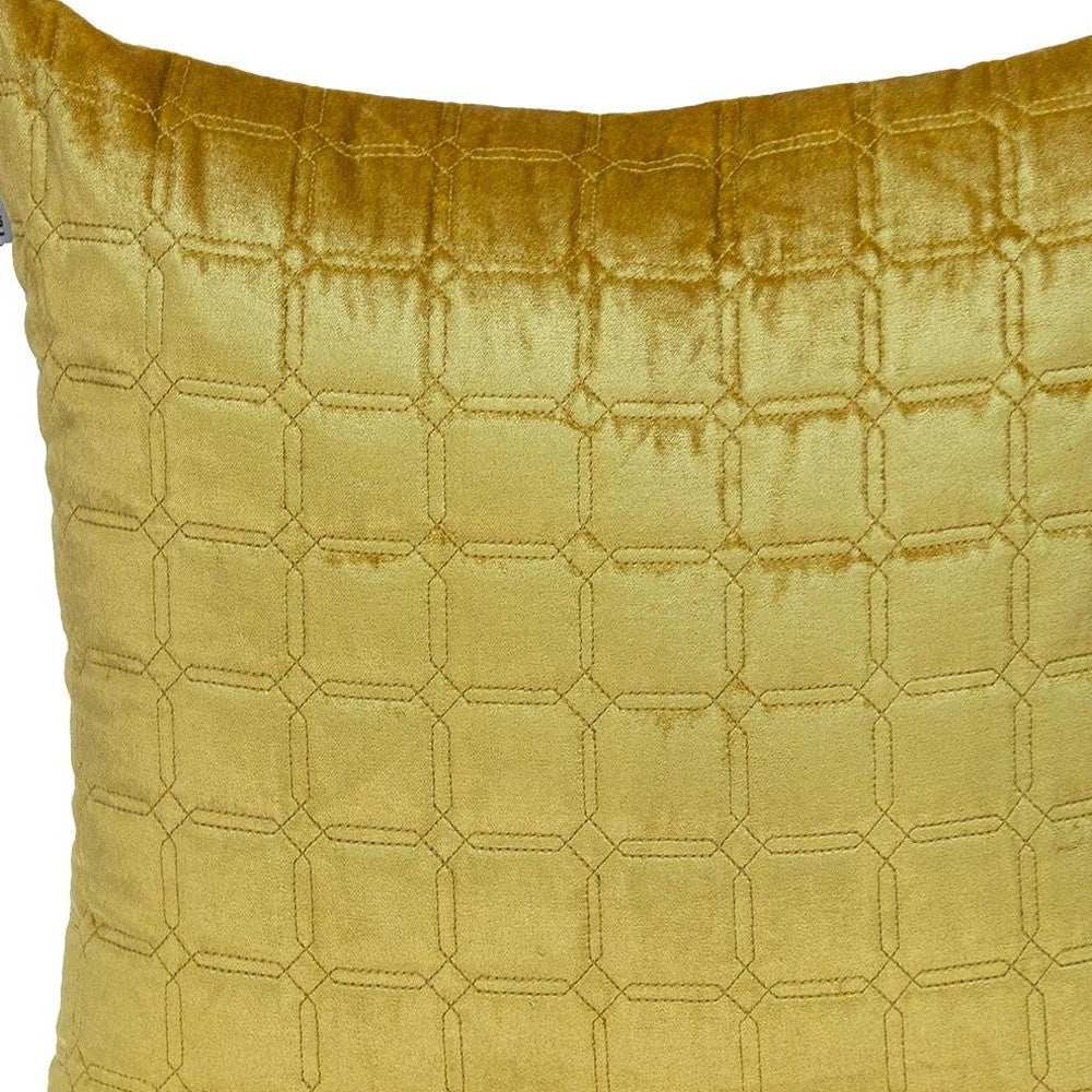 20" Yellow Cotton Blend Throw Pillow