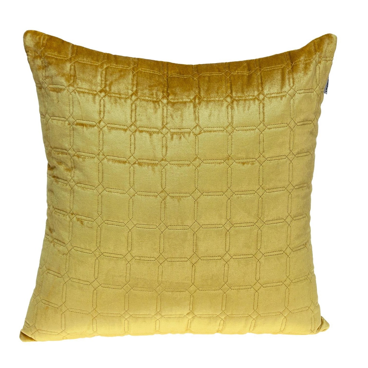 20" Yellow Cotton Blend Throw Pillow