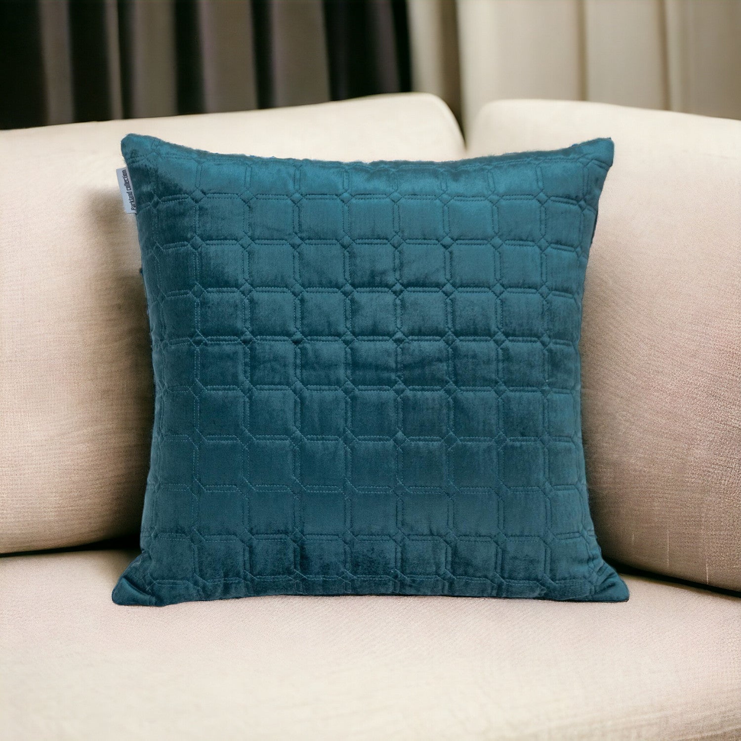 20" Teal Cotton Blend Throw Pillow