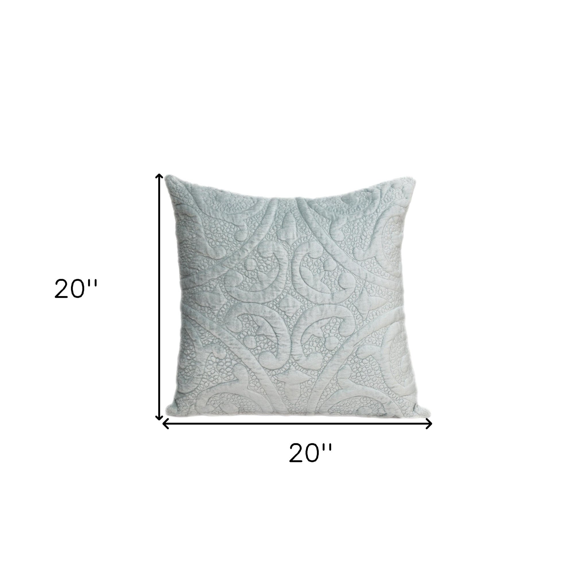 20" Gray Cotton Blend Throw Pillow