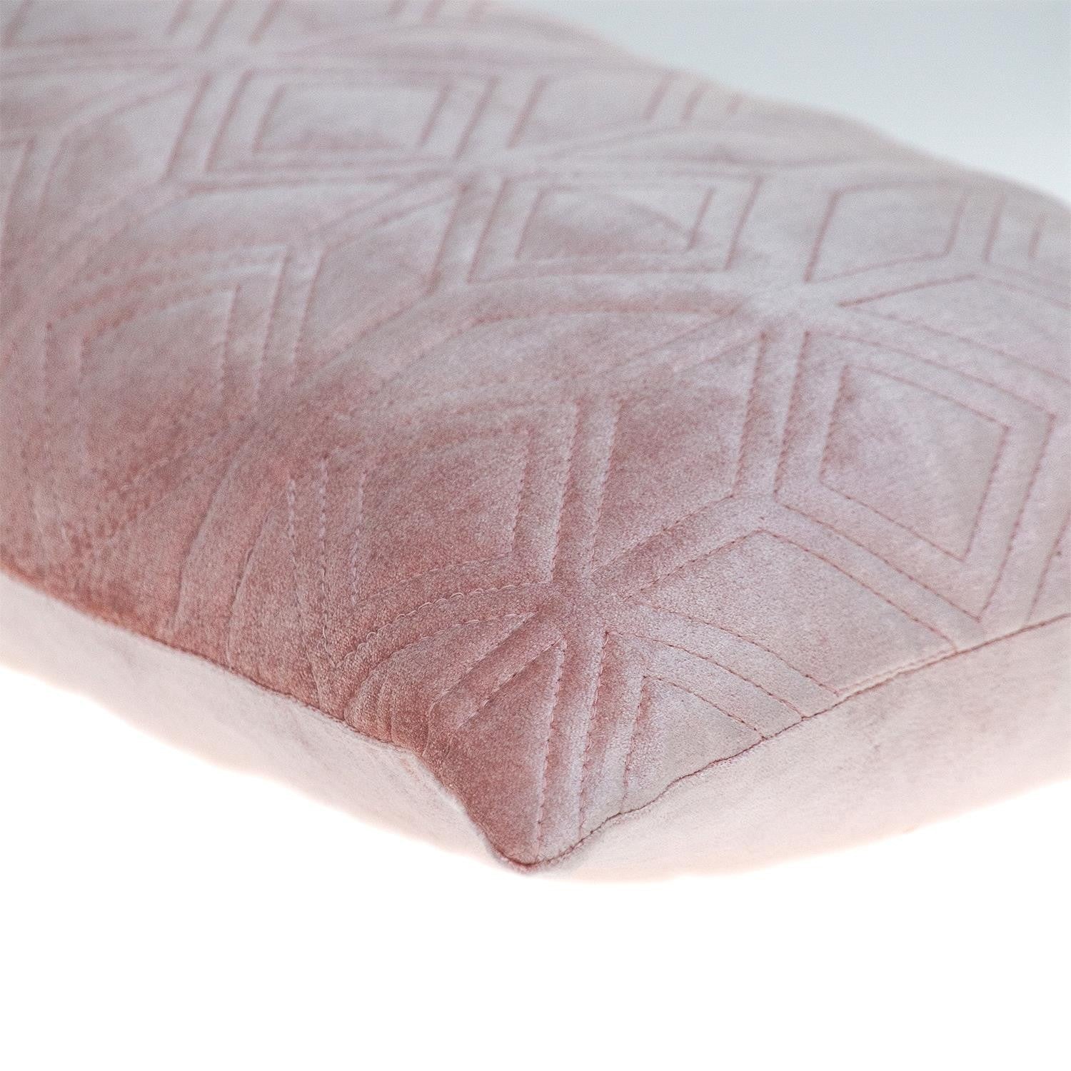 Tufted Diamonds Rose Gold Velvet Lumbar Accent Pillow