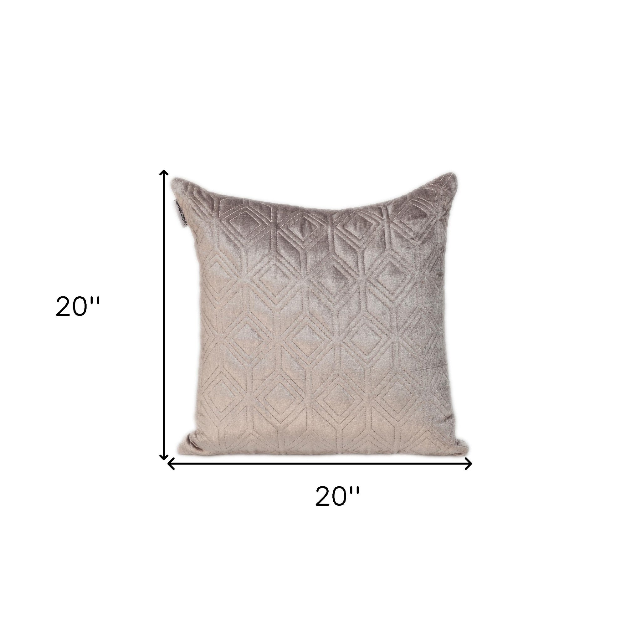 Tufted Diamonds Taupe Velvet Accent Pillow