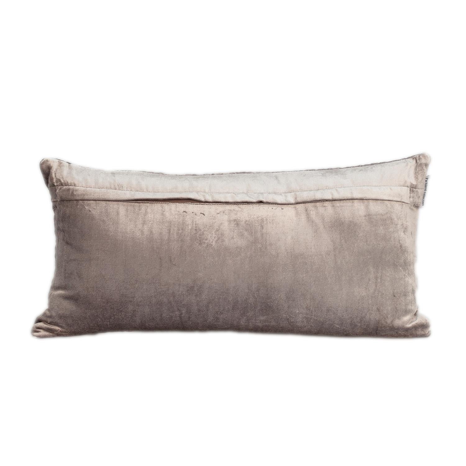 Tufted Diamonds Taupe Velvet Lumbar Accent Pillow