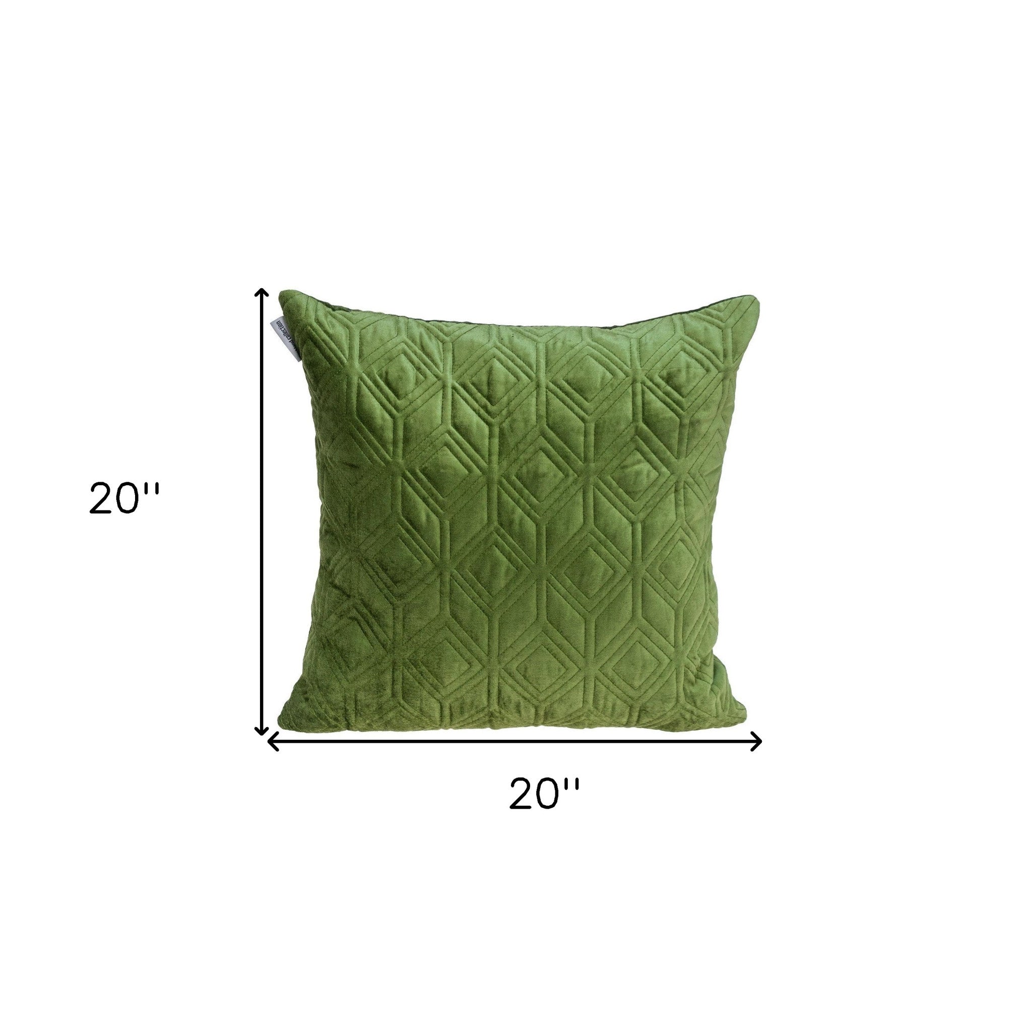 Tufted Diamonds Olive Velvet Accent Pillow