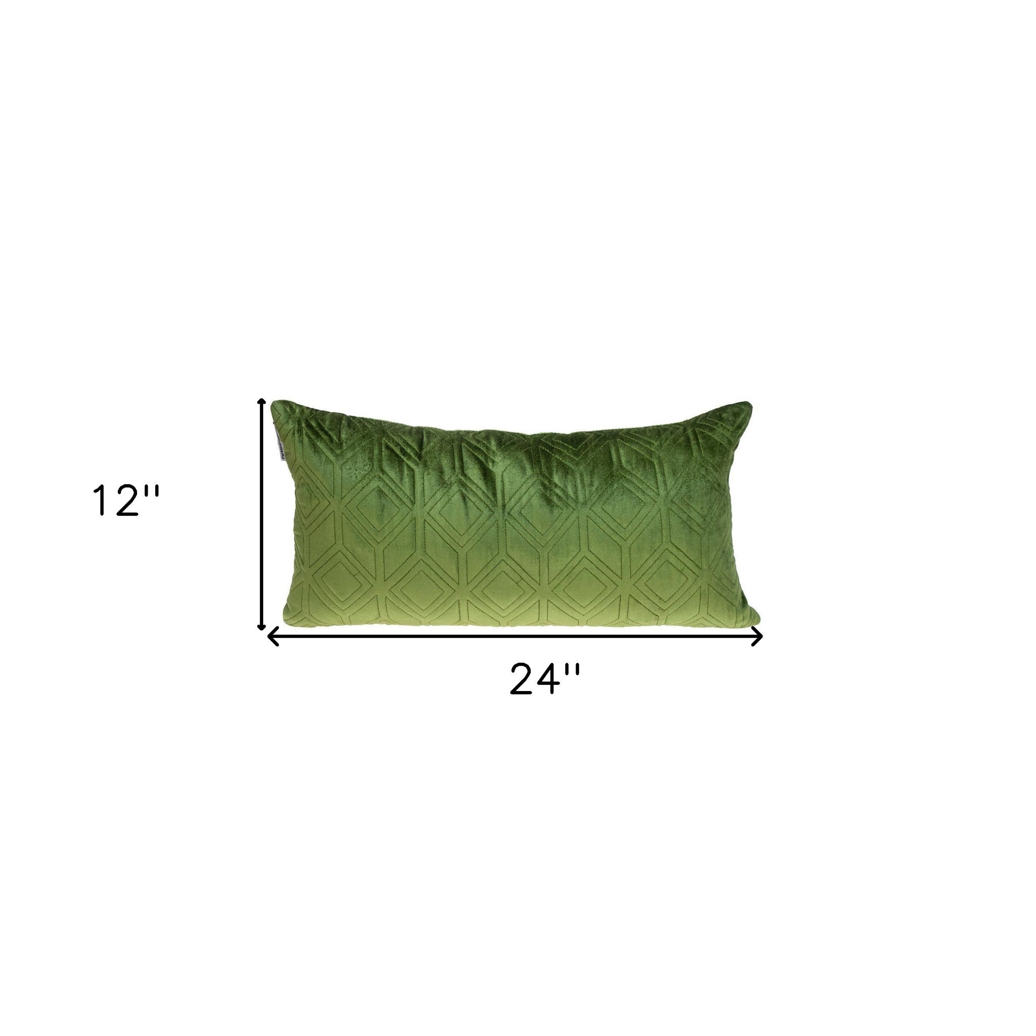 Tufted Diamonds Olive Velvet Lumbar Accent Pillow