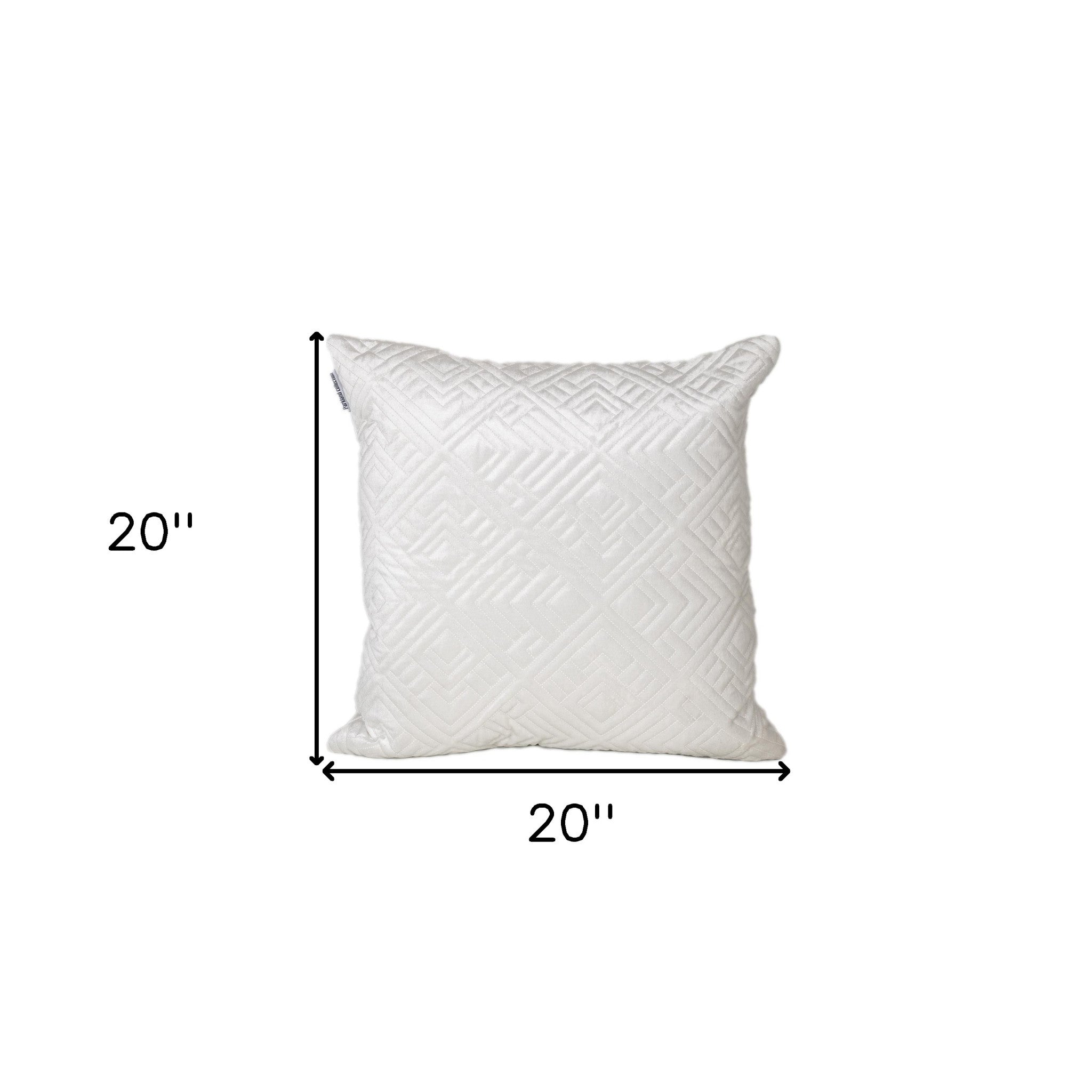 20" White Cotton Blend Throw Pillow