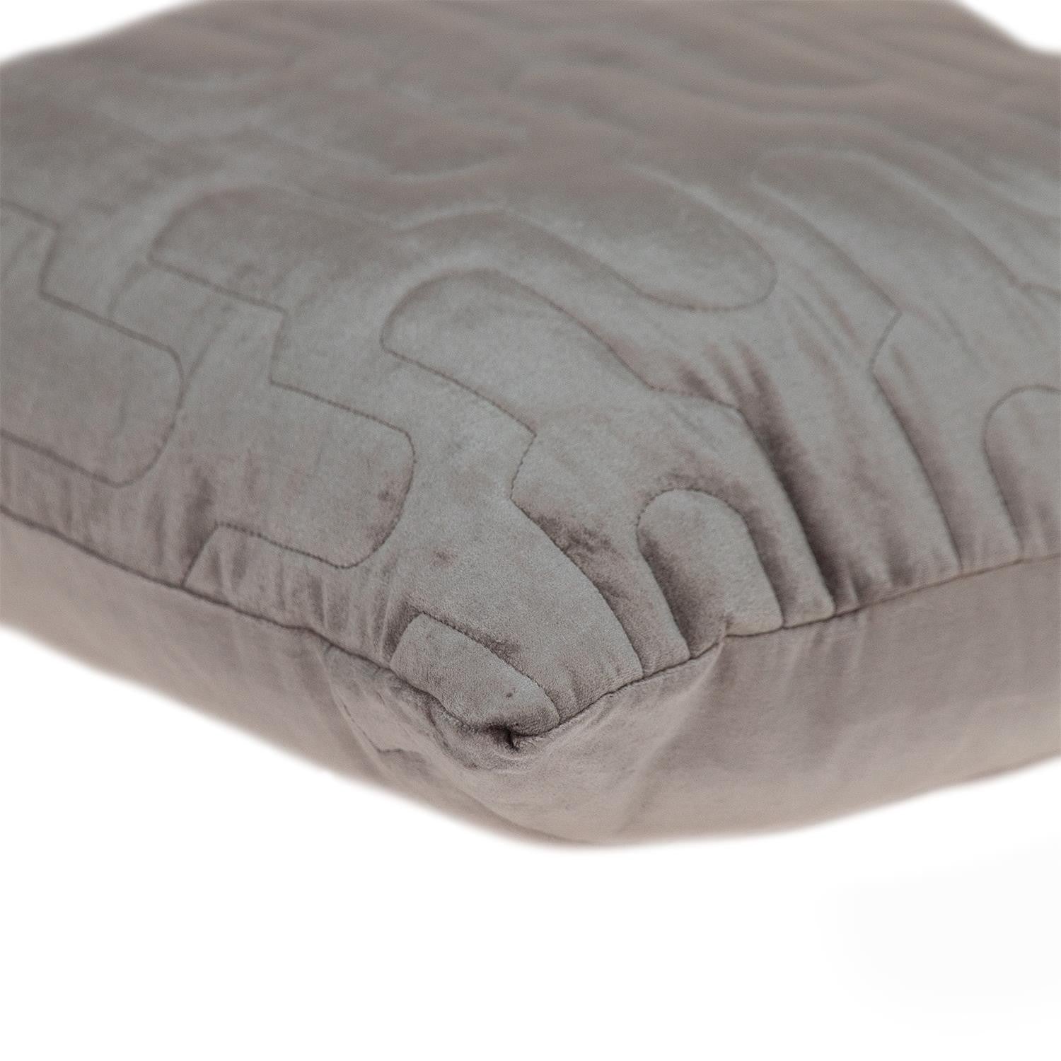 Geometric Lush Quilted Taupe Throw Pillow