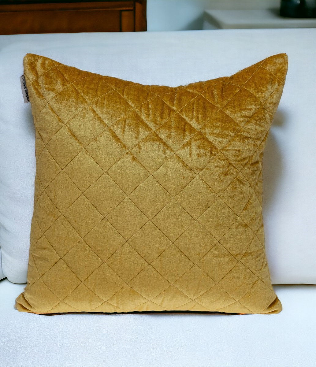 Tufted Diamond Yellow Ochre Transitional Square Pillow