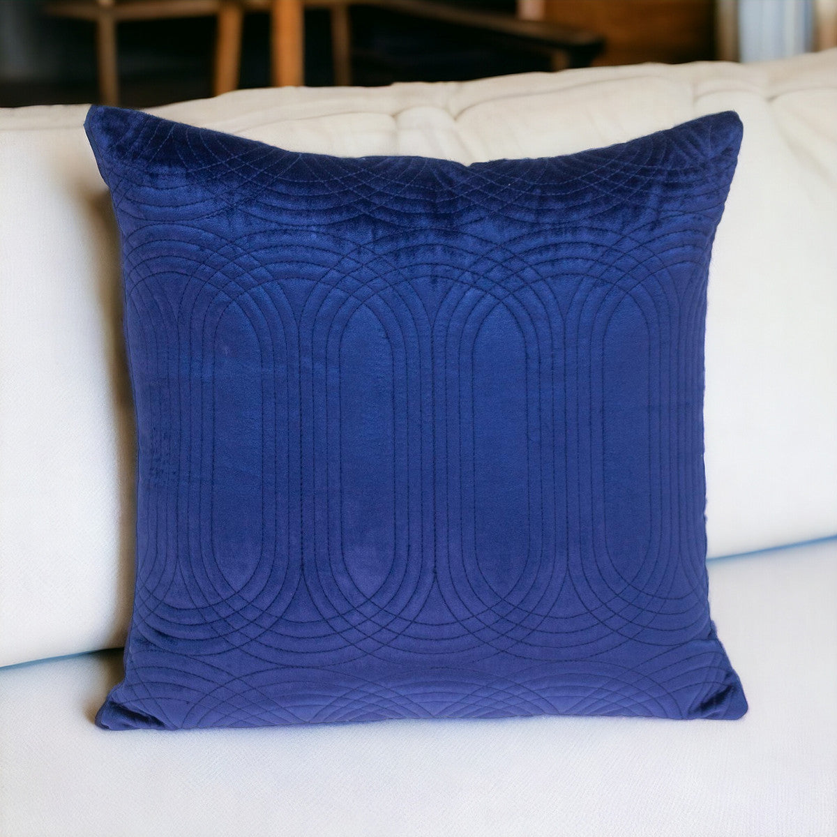 20" Blue Cotton Blend Throw Pillow