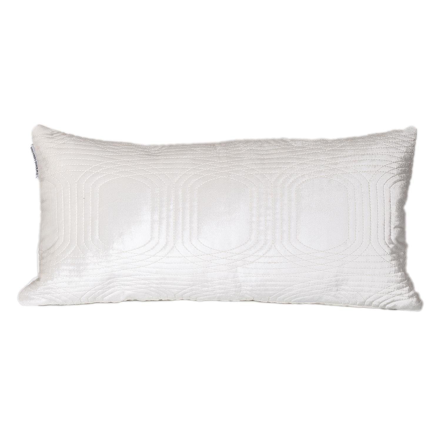 12" X 24" White Cotton Blend Throw Pillow