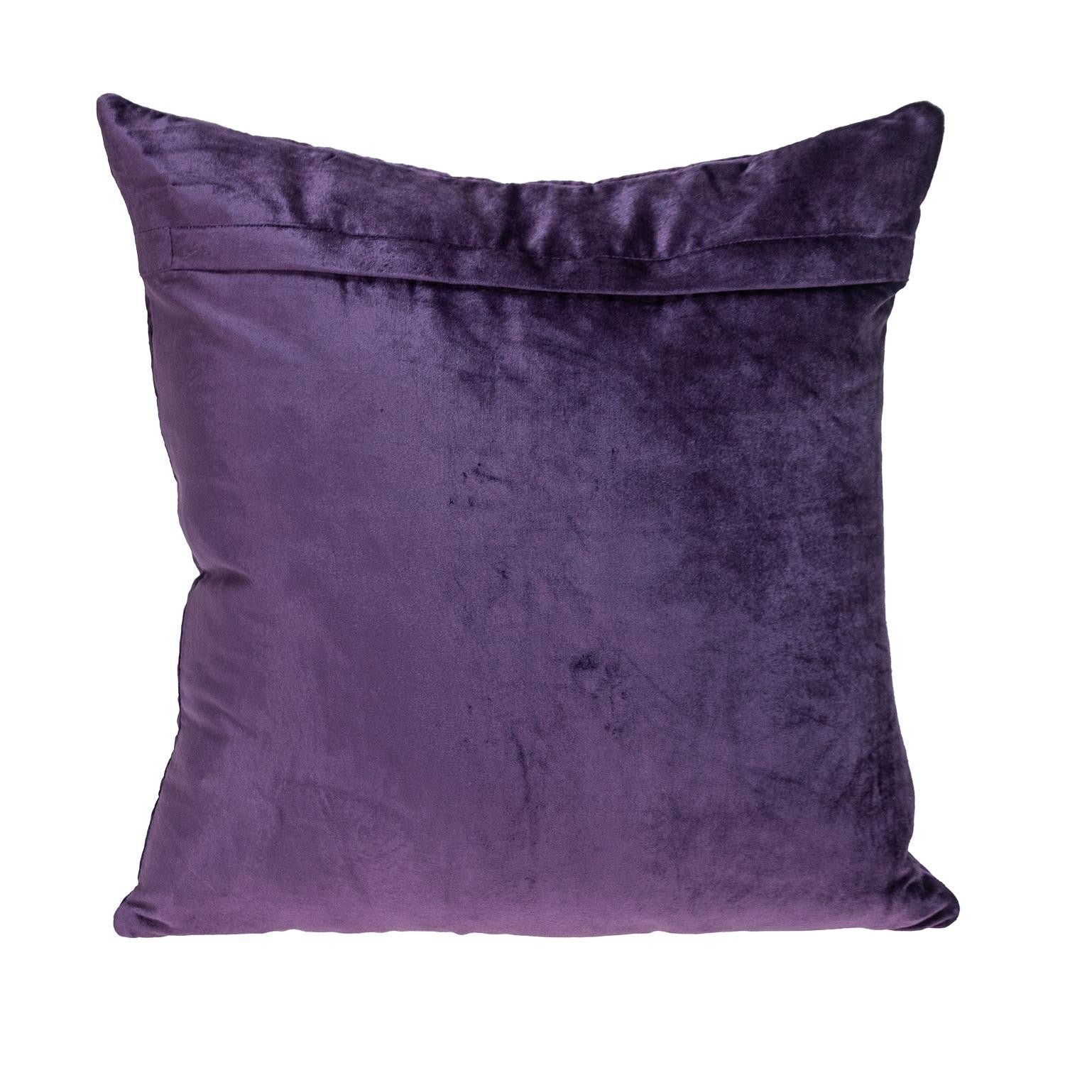 Purple Chunky Geo Stitched Velvet Decorative Throw Pillow