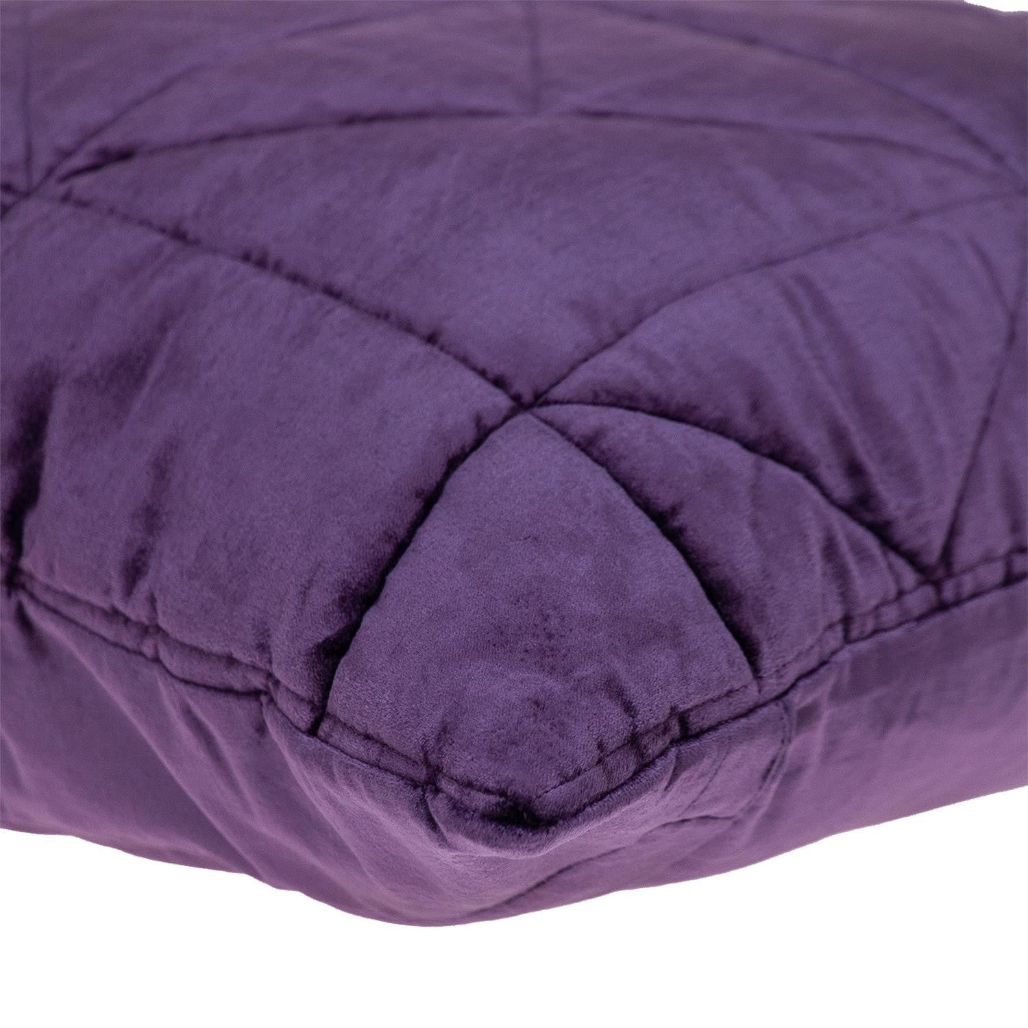 Purple Chunky Geo Stitched Velvet Decorative Throw Pillow