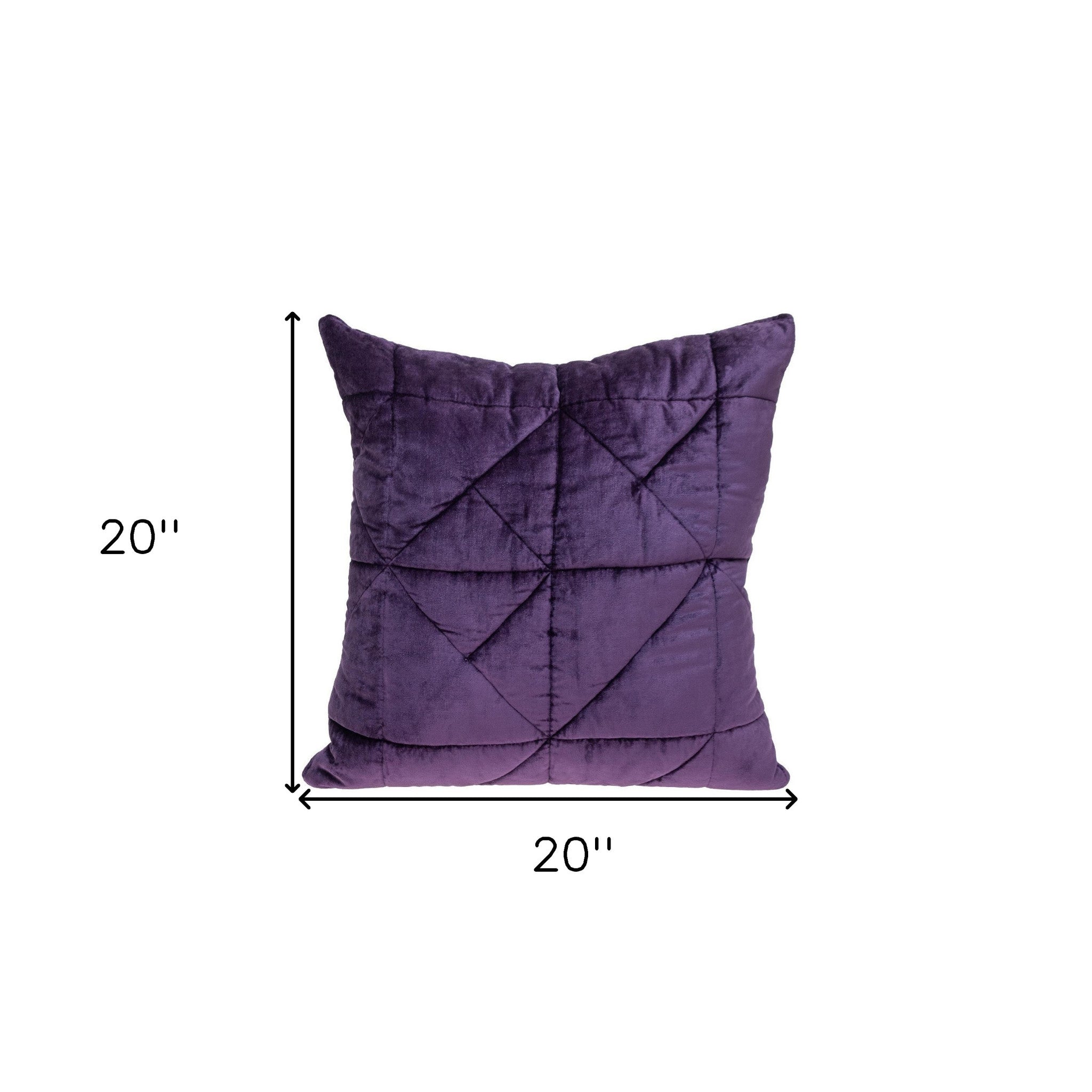 Purple Chunky Geo Stitched Velvet Decorative Throw Pillow