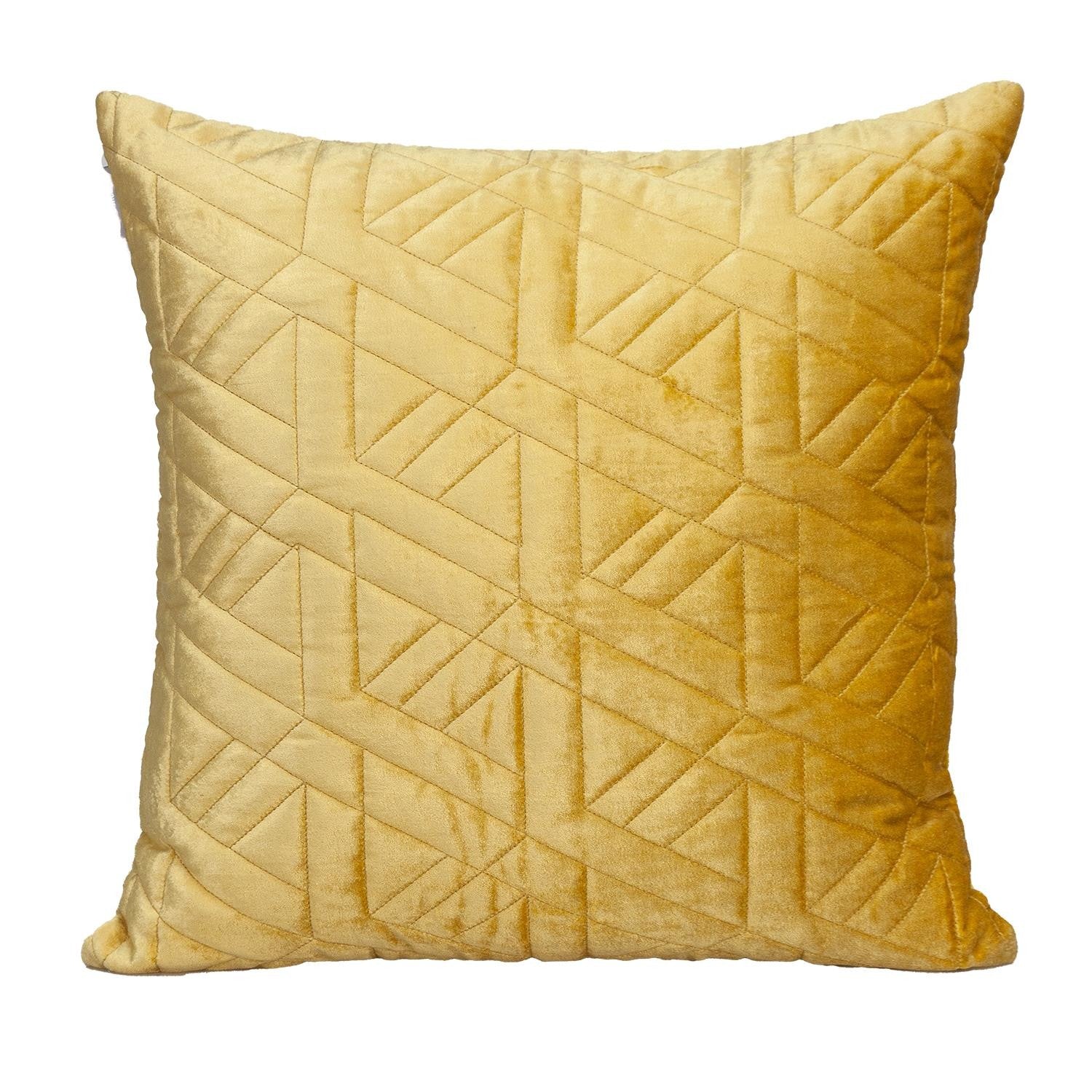 20" Yellow Cotton Blend Throw Pillow