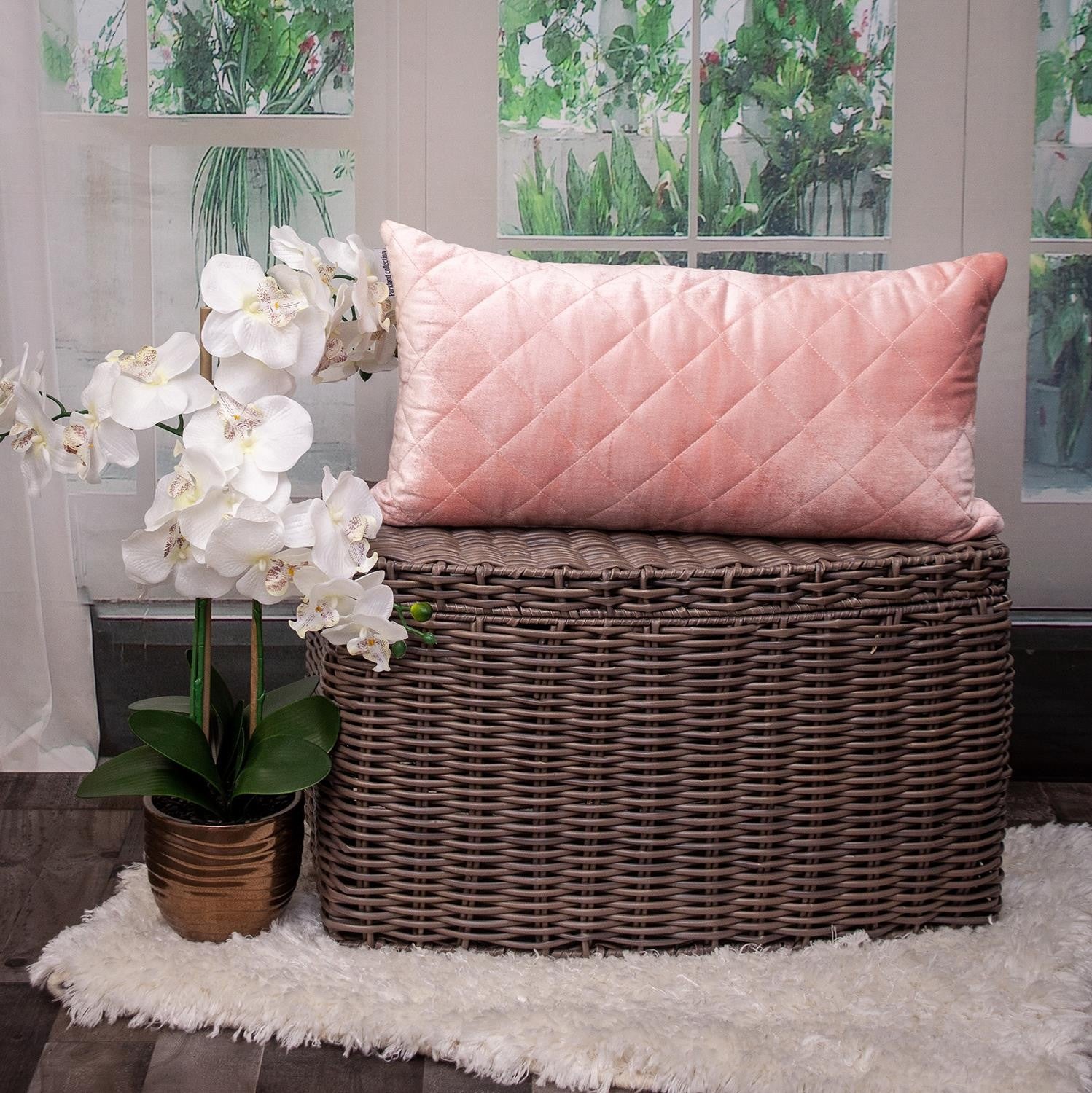 Tufted Diamond Pink Transitional Lumbar Pillow