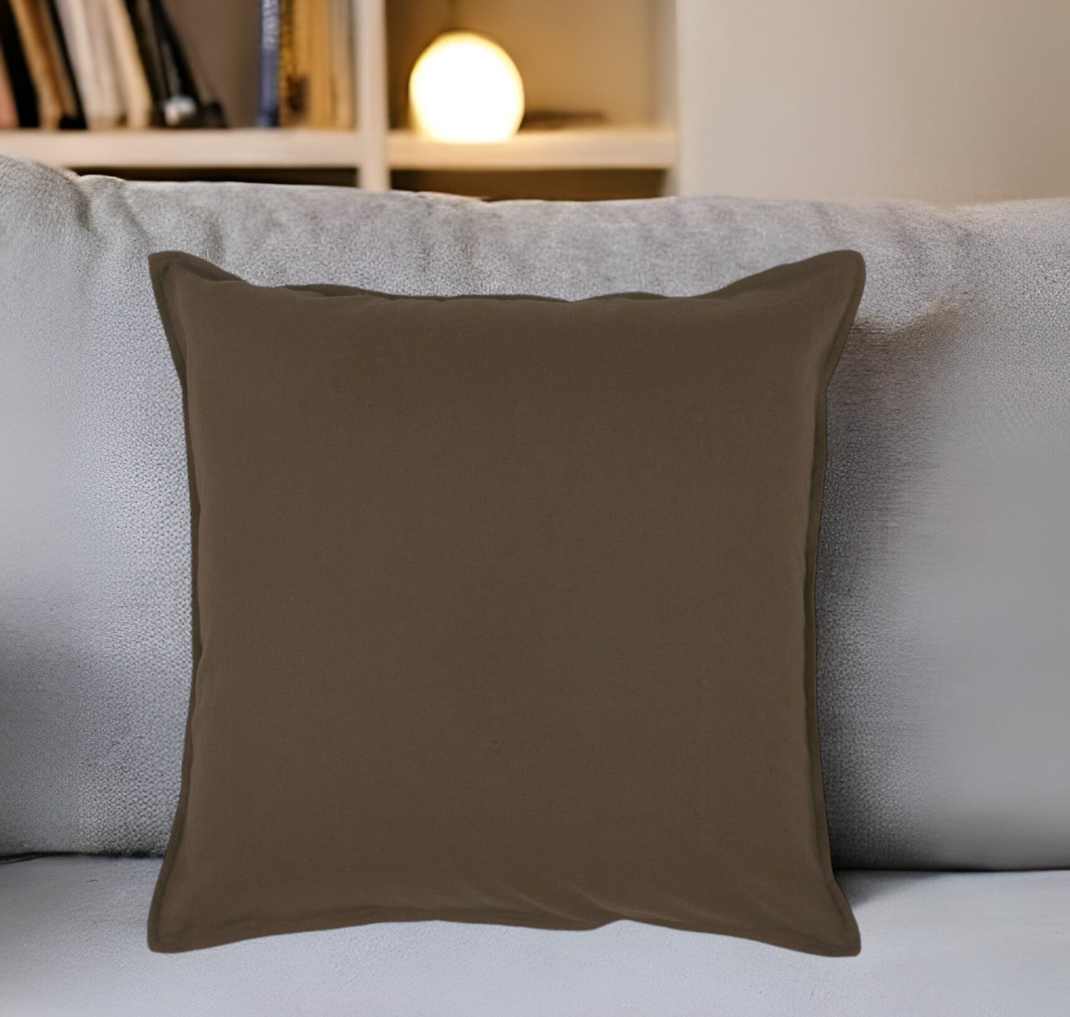 20" Brown Cotton Throw Pillow