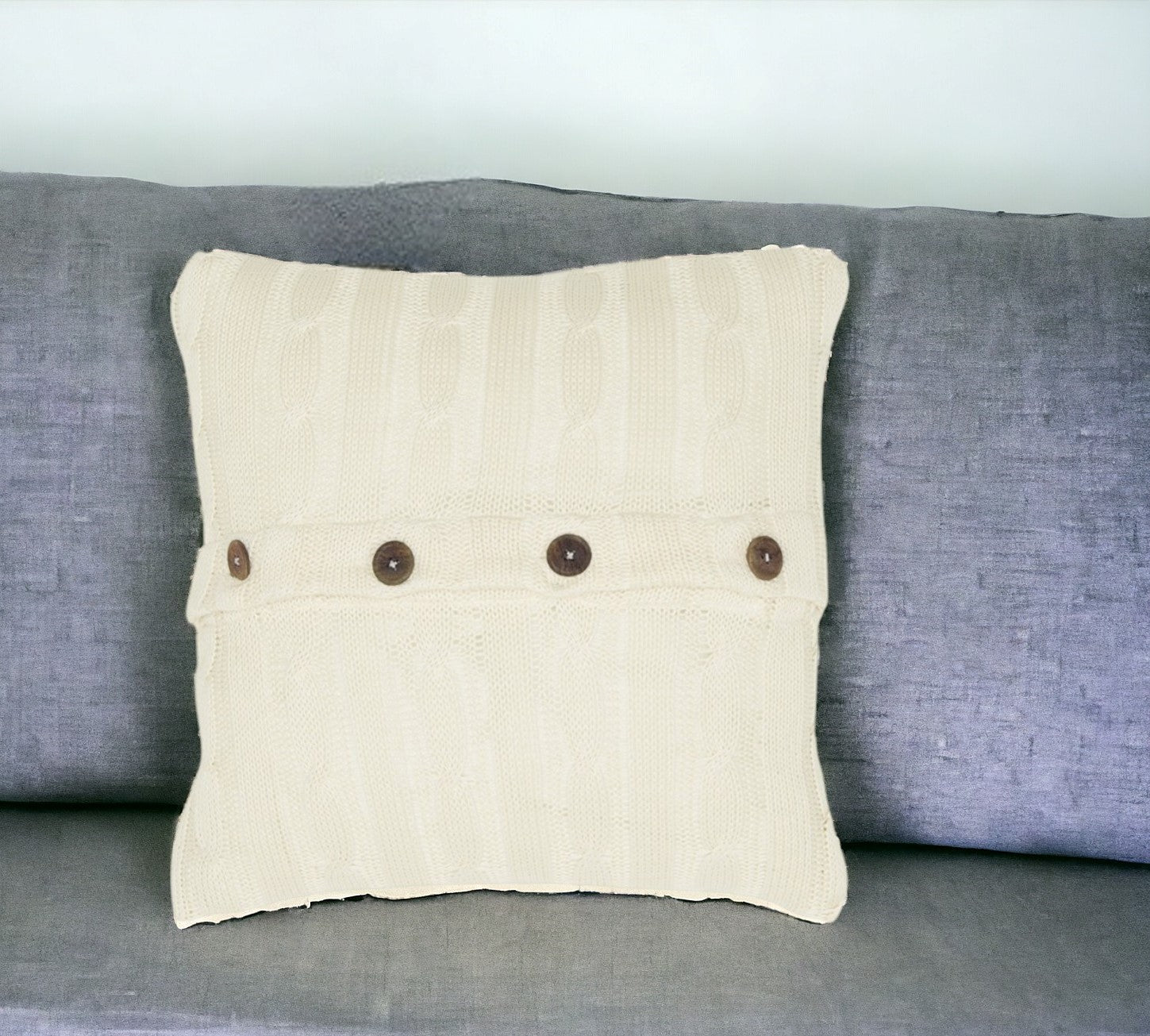 18" Ivory Cotton Throw Pillow