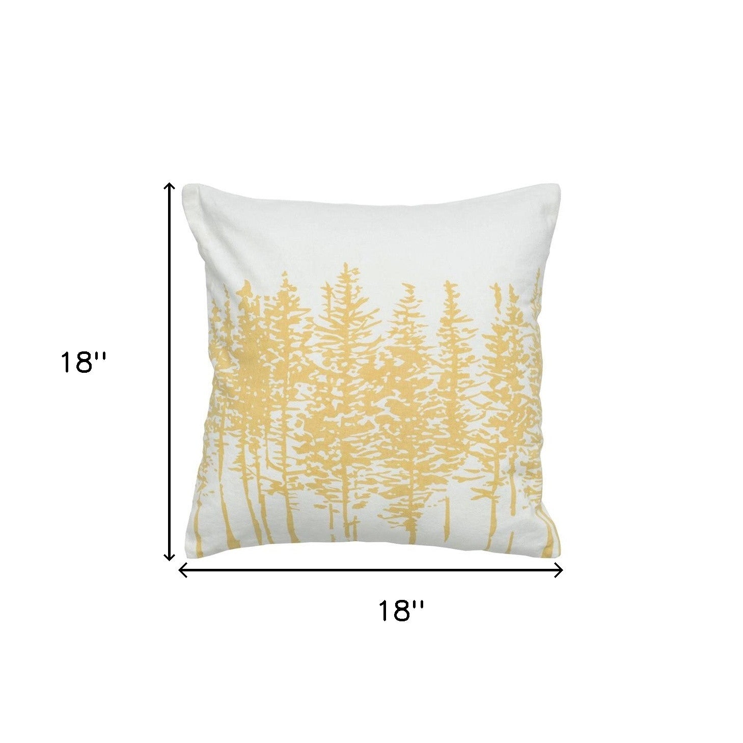 18" Yellow and Ivory Cotton Throw Pillow