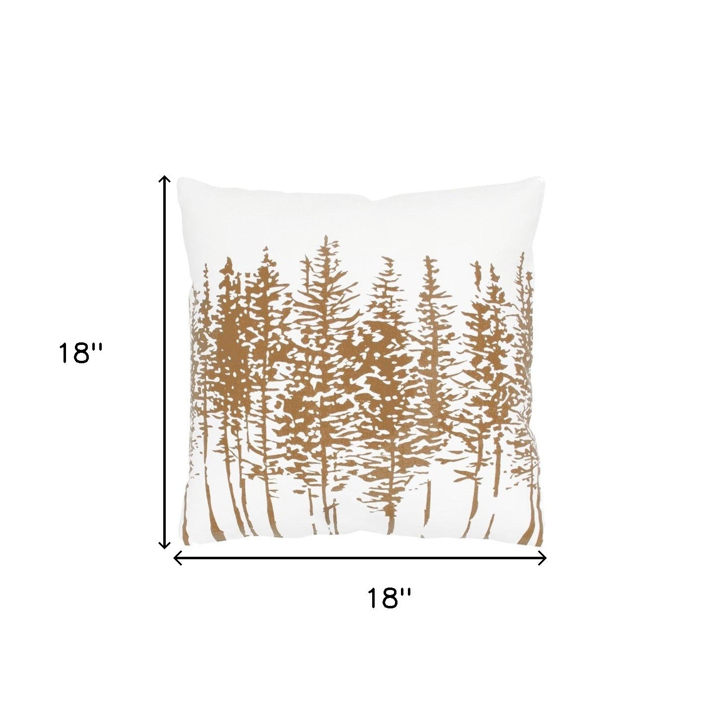 18" Brown and Ivory Forest Cotton Throw Pillow