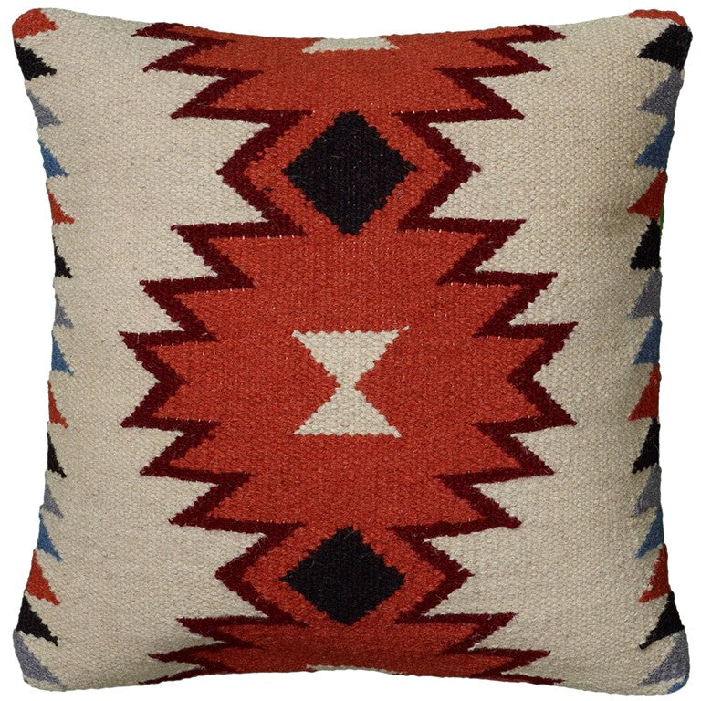 18" Orange and Ivory Cotton Throw Pillow