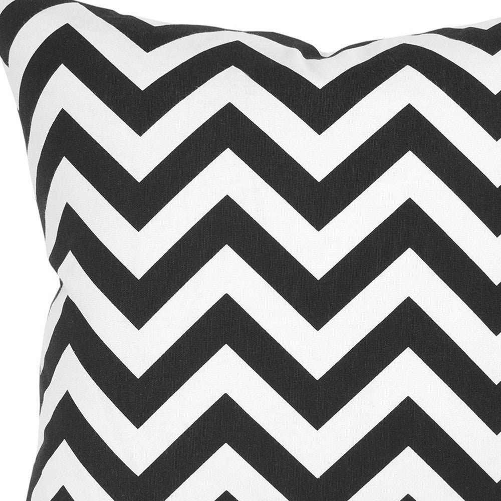 18" Black and Ivory Cotton Throw Pillow