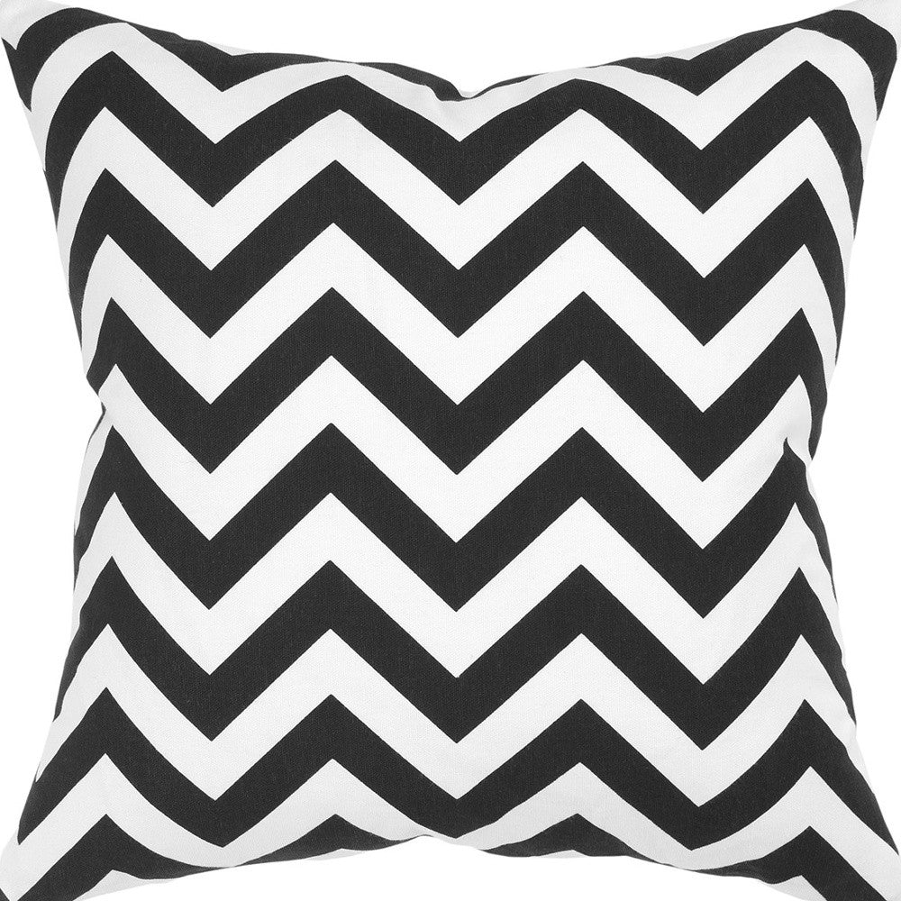 18" Black and Ivory Cotton Throw Pillow