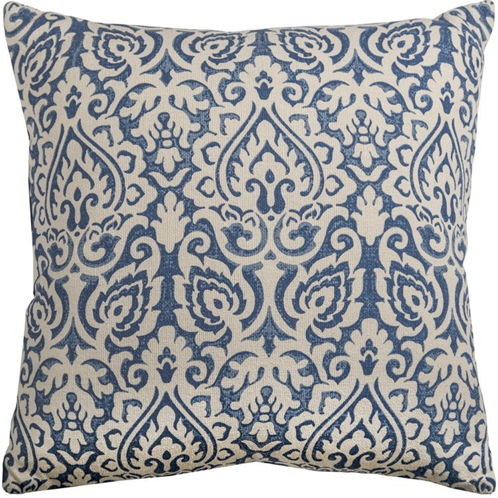 22" Navy Cotton Throw Pillow