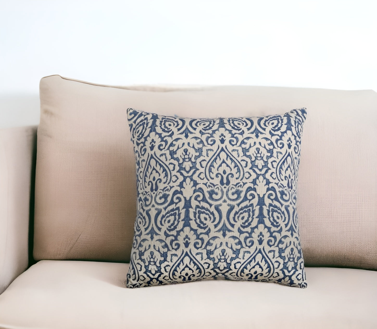 22" Navy Cotton Throw Pillow