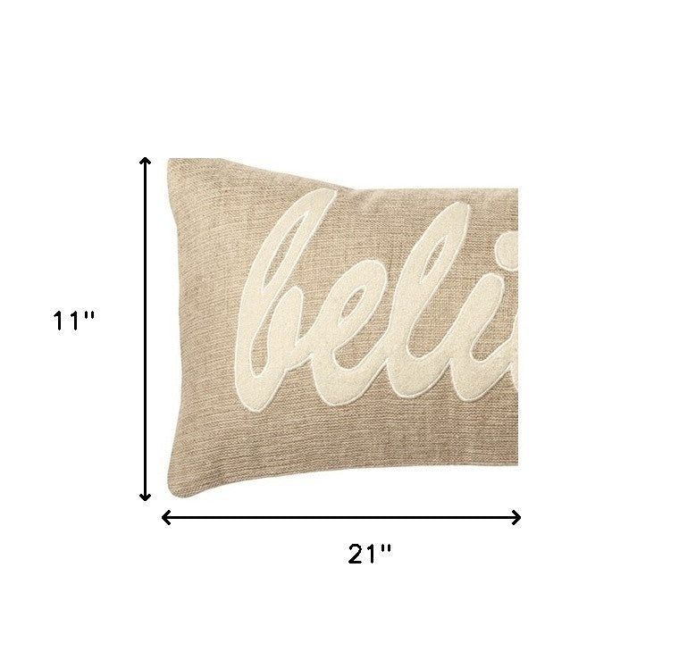 21" X 11" Natural Cotton Throw Pillow