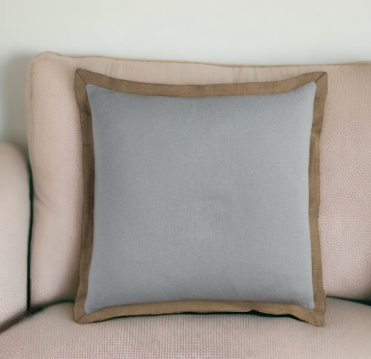 22" Light Blue Cotton Throw Pillow