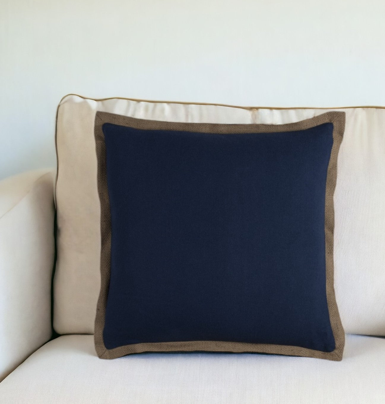 22" Light Blue Cotton Throw Pillow