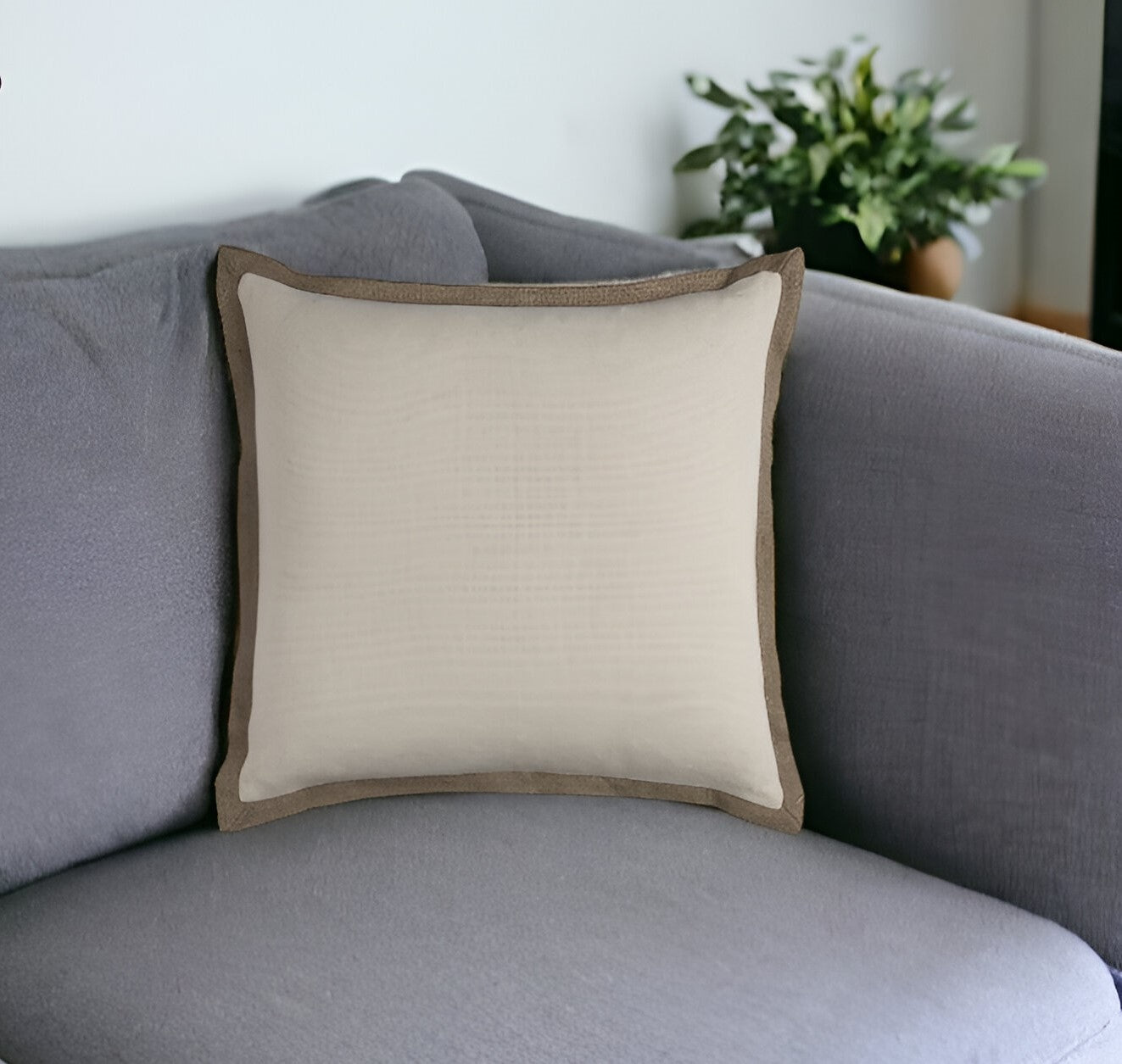 22" Light Blue Cotton Throw Pillow