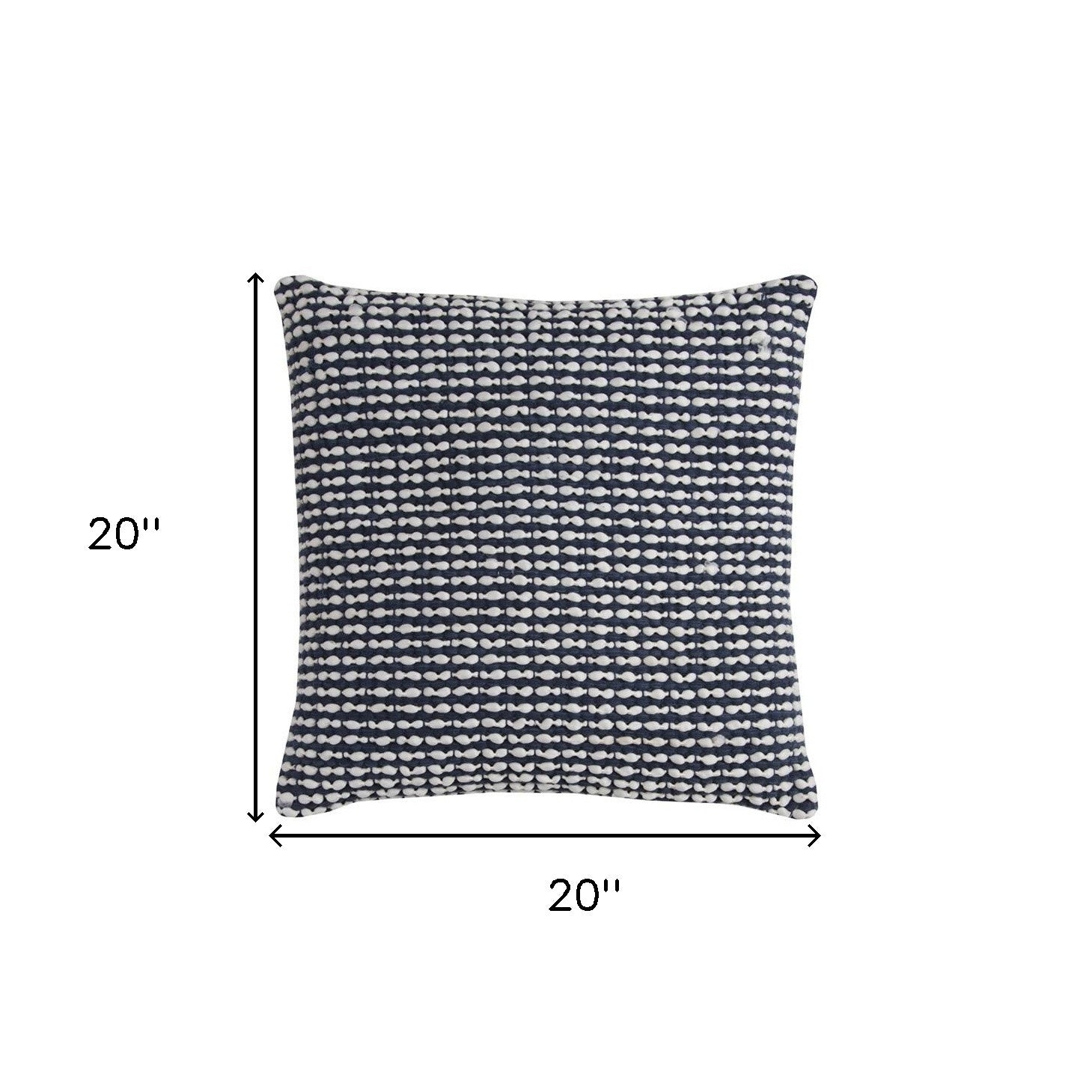 20" X 20" Blue and White Weave Cotton Zippered Pillow