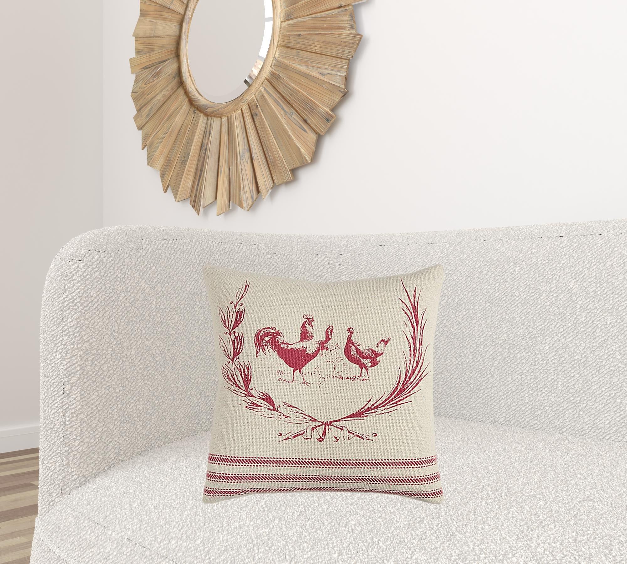 Red Distressed Farmhouse Throw Pillow