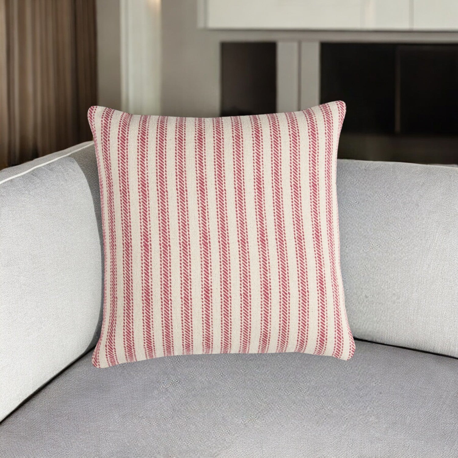 Gray Natural Ticking Stripe Throw Pillow