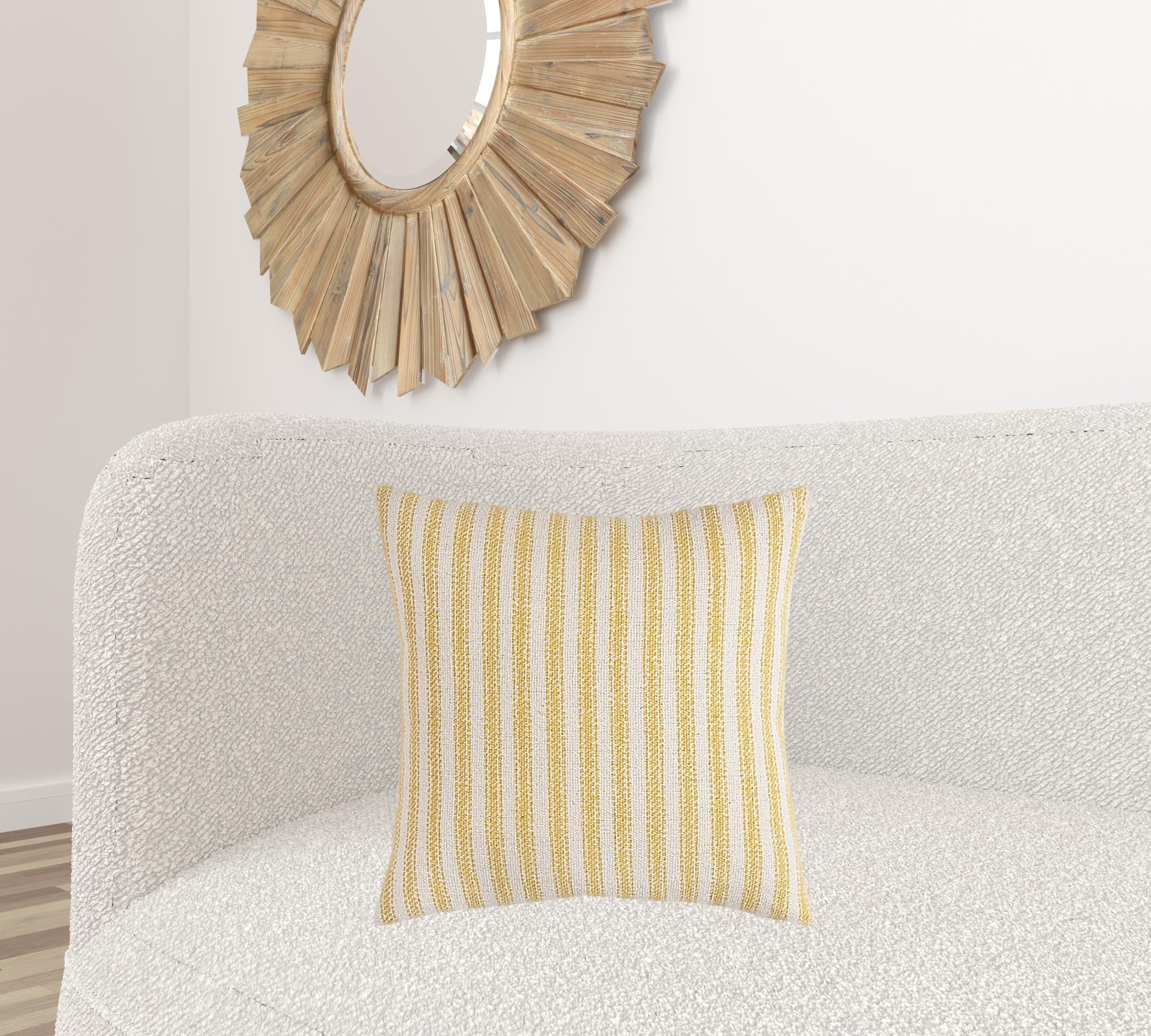 Gray Natural Ticking Stripe Throw Pillow