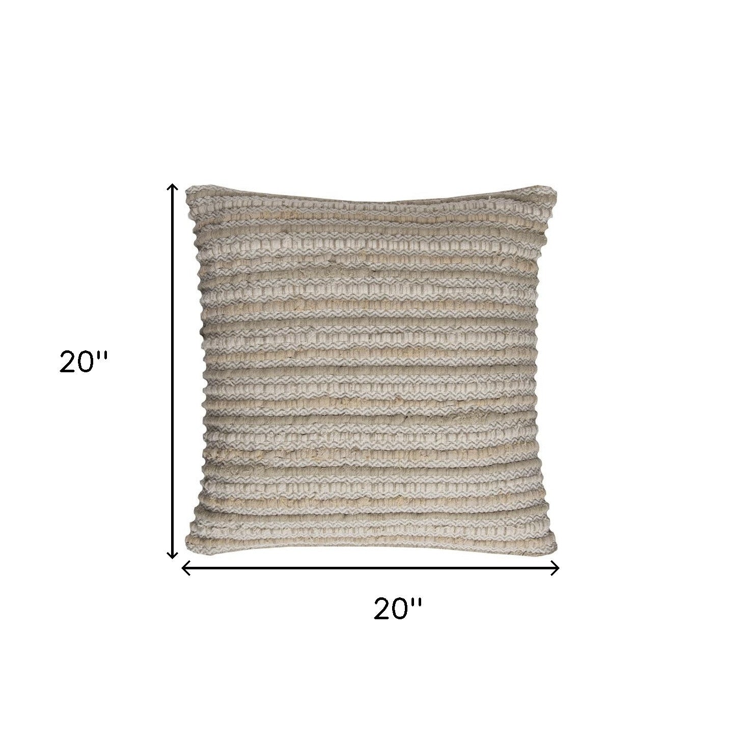 Ivory Beige Nubby Texture Bands Throw Pillow