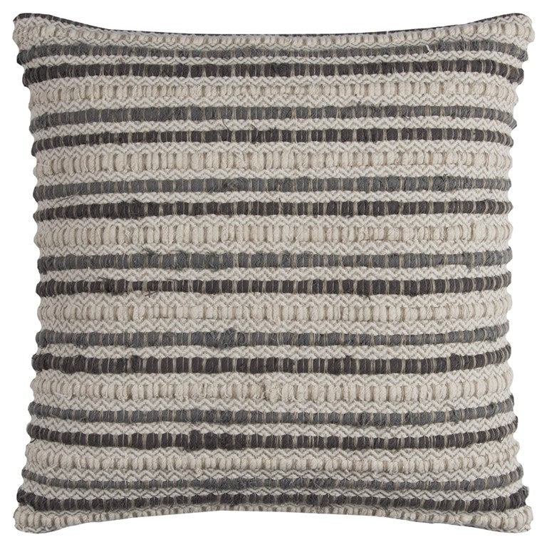 Ivory Beige Nubby Texture Bands Throw Pillow