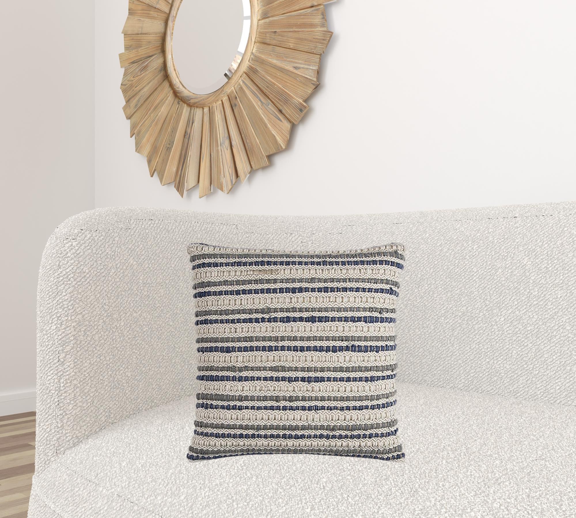 Ivory Beige Nubby Texture Bands Throw Pillow