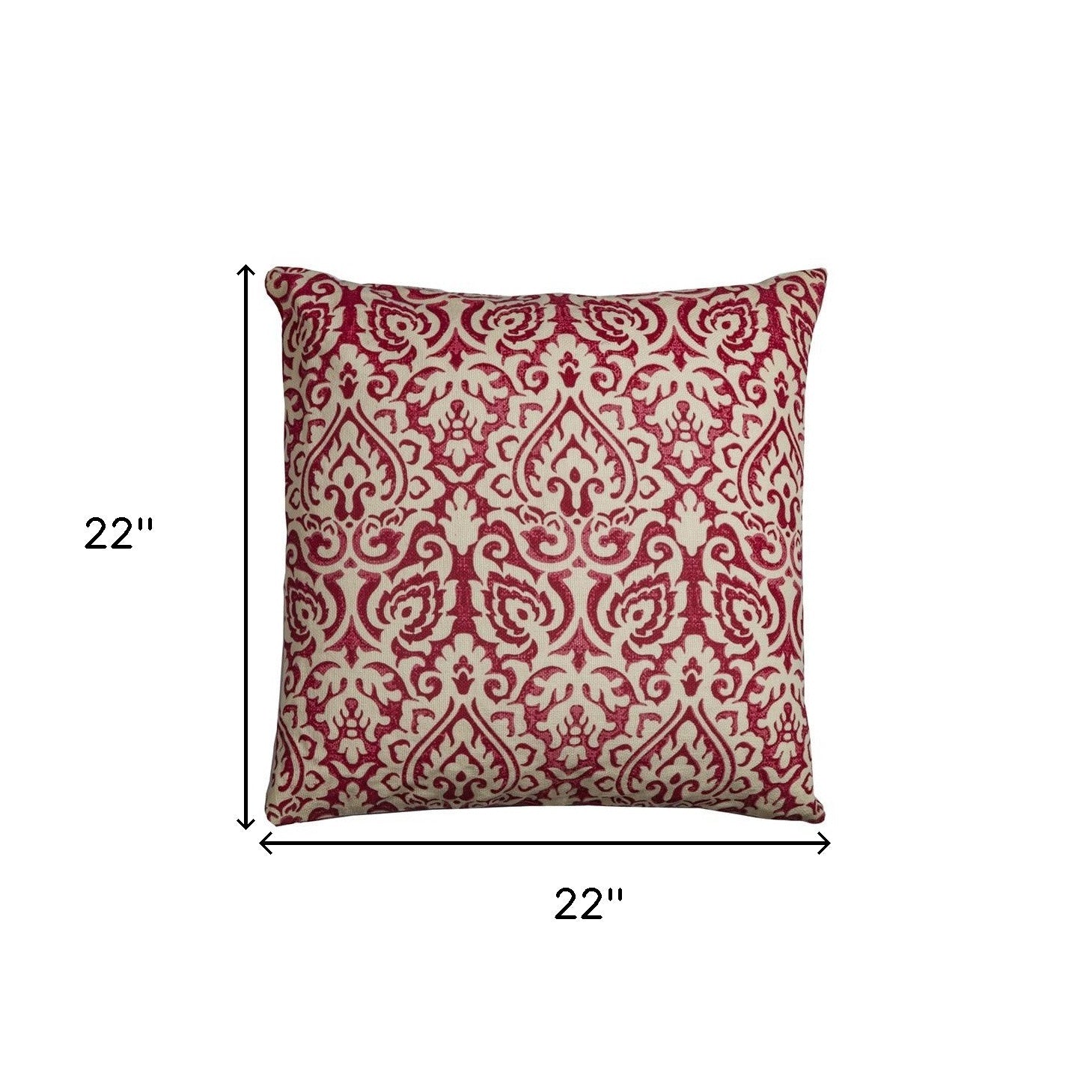 Red Natural Distressed Damask Throw Pillow