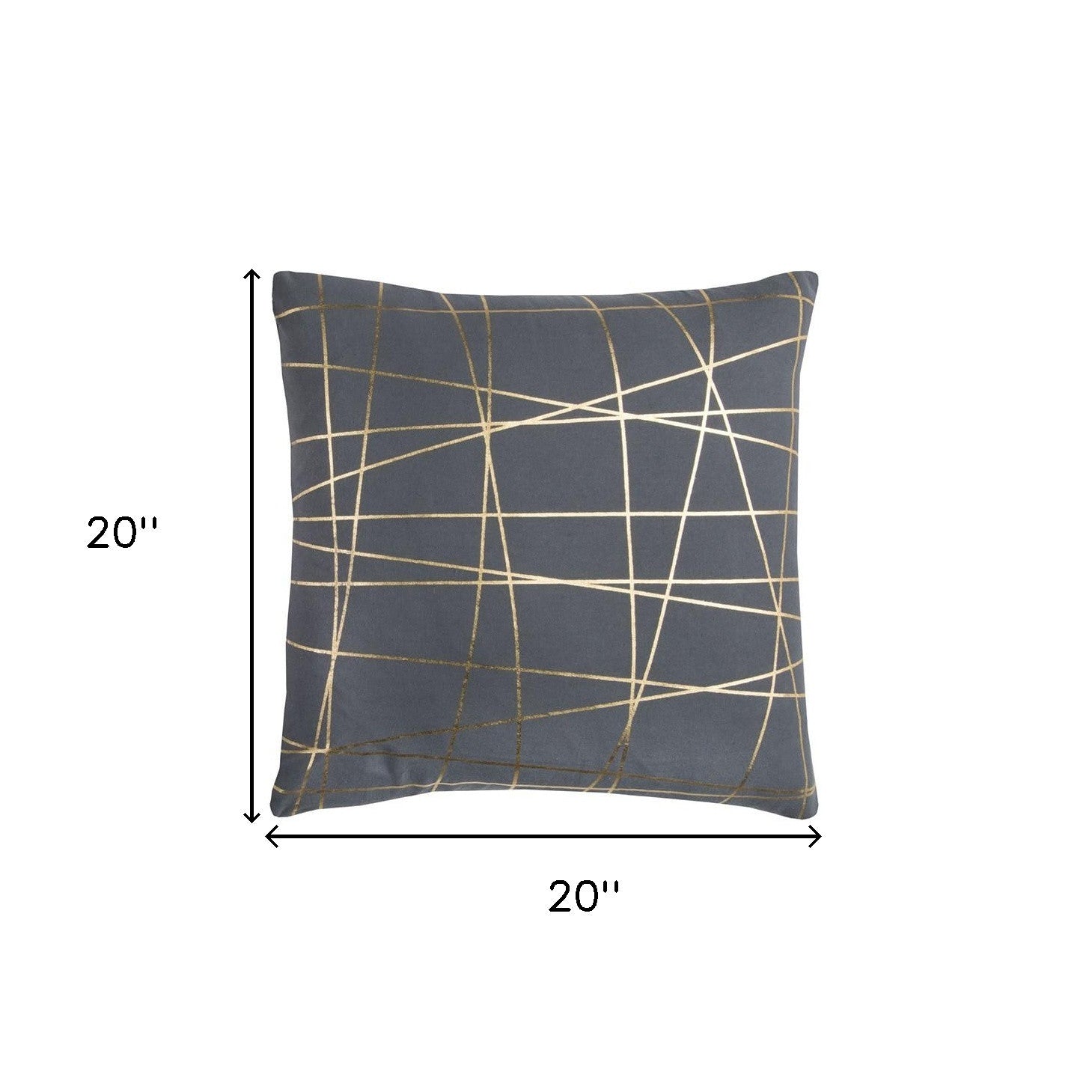 20" Gray and Gold Abstract Linework Cotton Throw Pillow