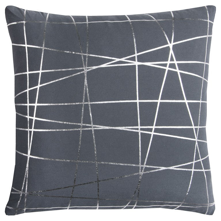 20" Gray and Gold Abstract Linework Cotton Throw Pillow