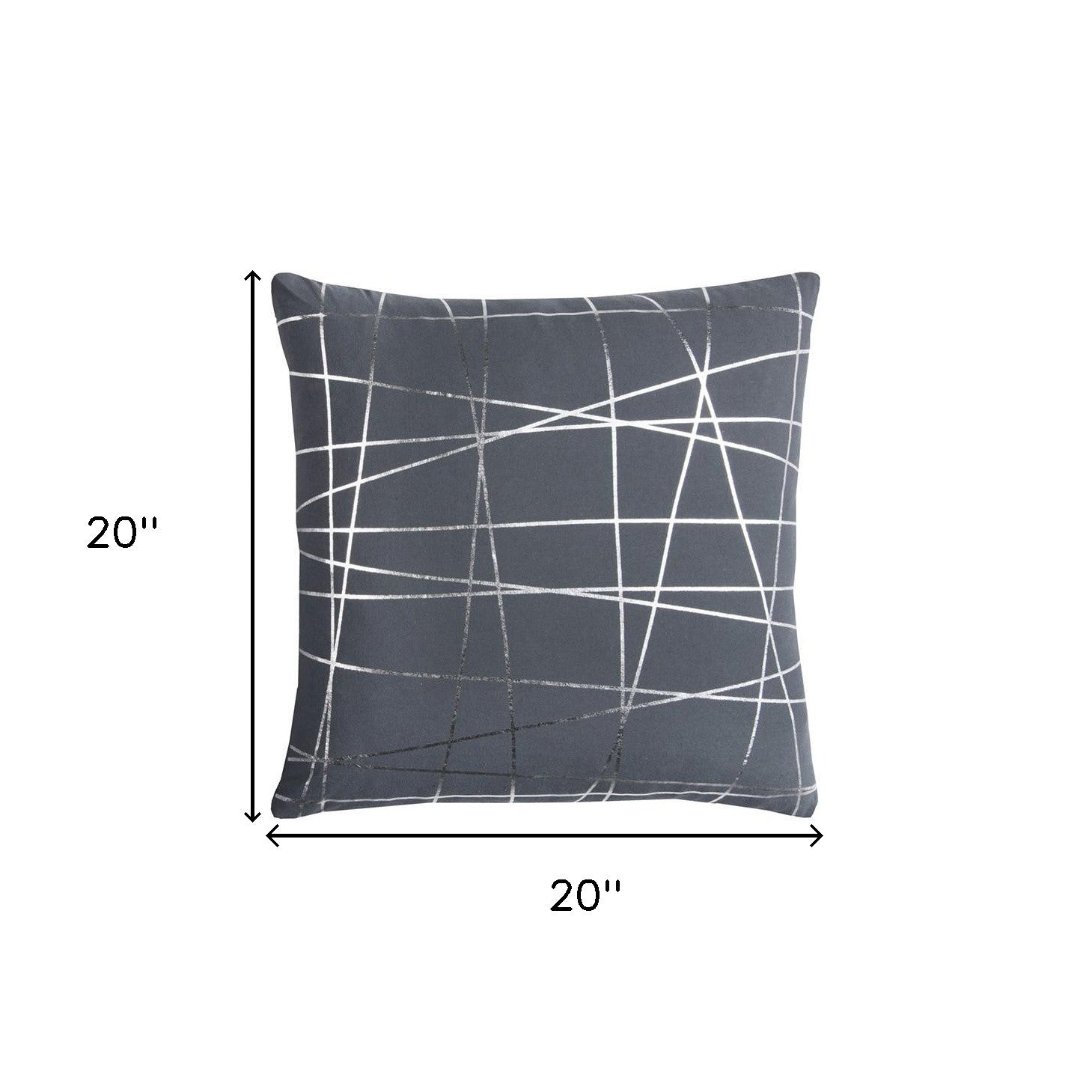 20" Gray and Gold Abstract Linework Cotton Throw Pillow