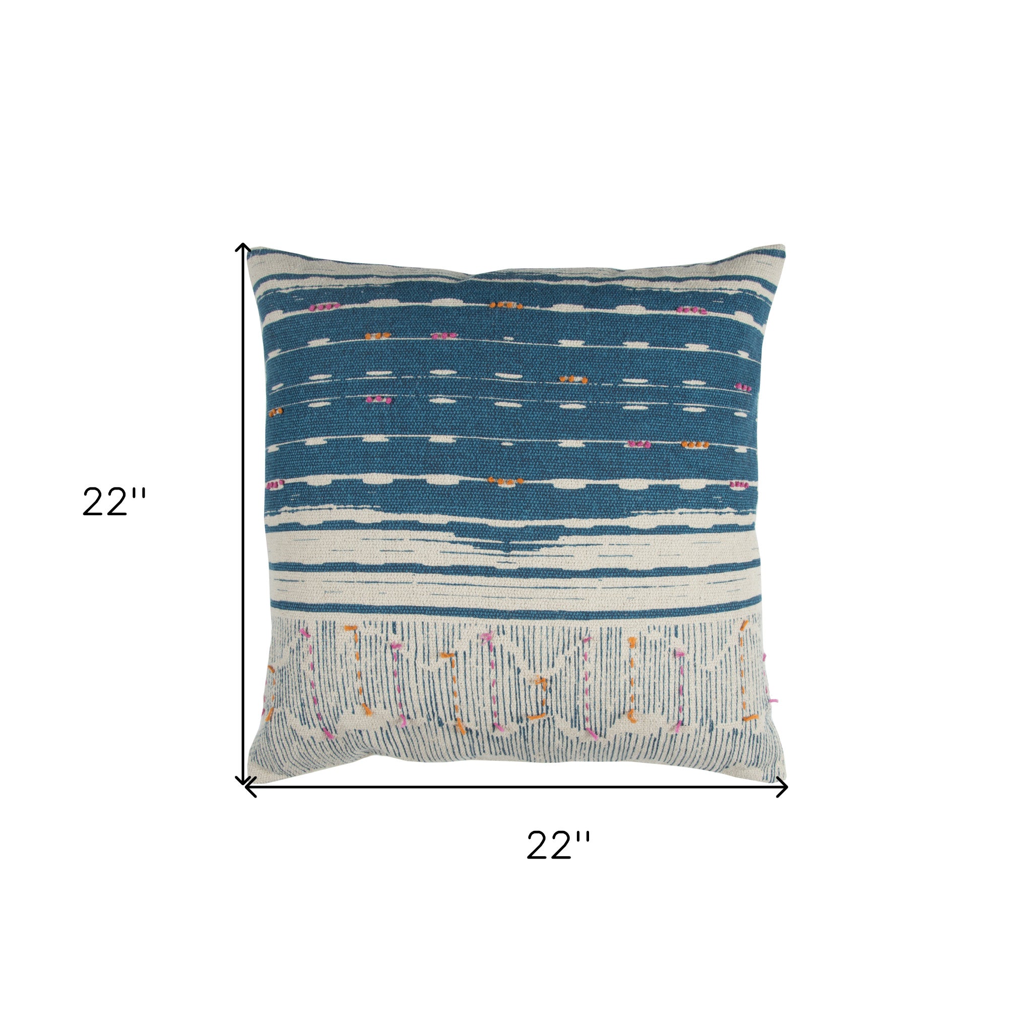 Black White Kantha Stitch and Knots Throw Pillow