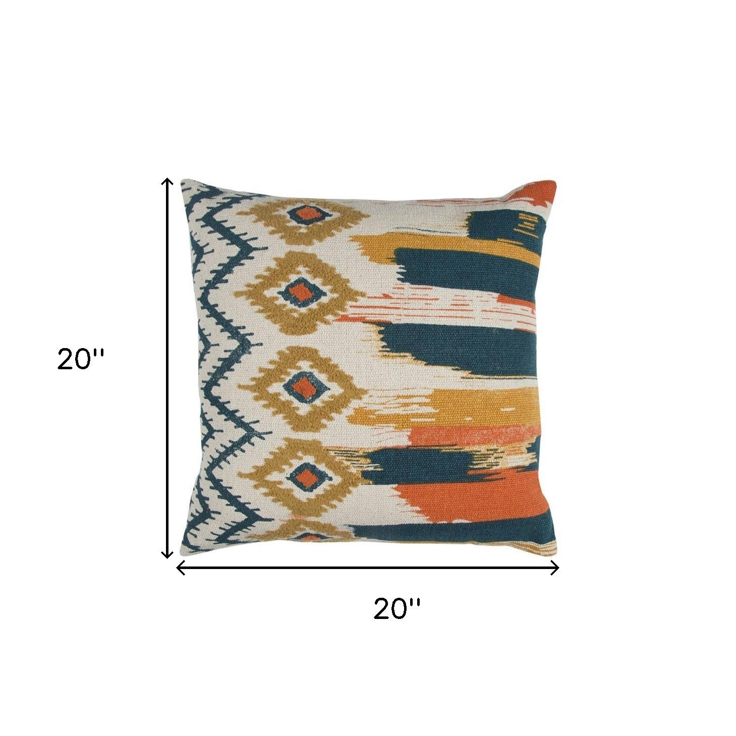 Blue Mustard Ikat Pattern Throw Pillow