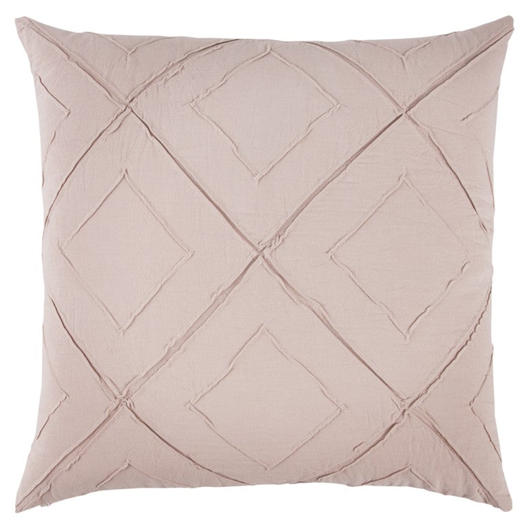 Blush Pin Tuck Diamond Pattern Throw Pillow