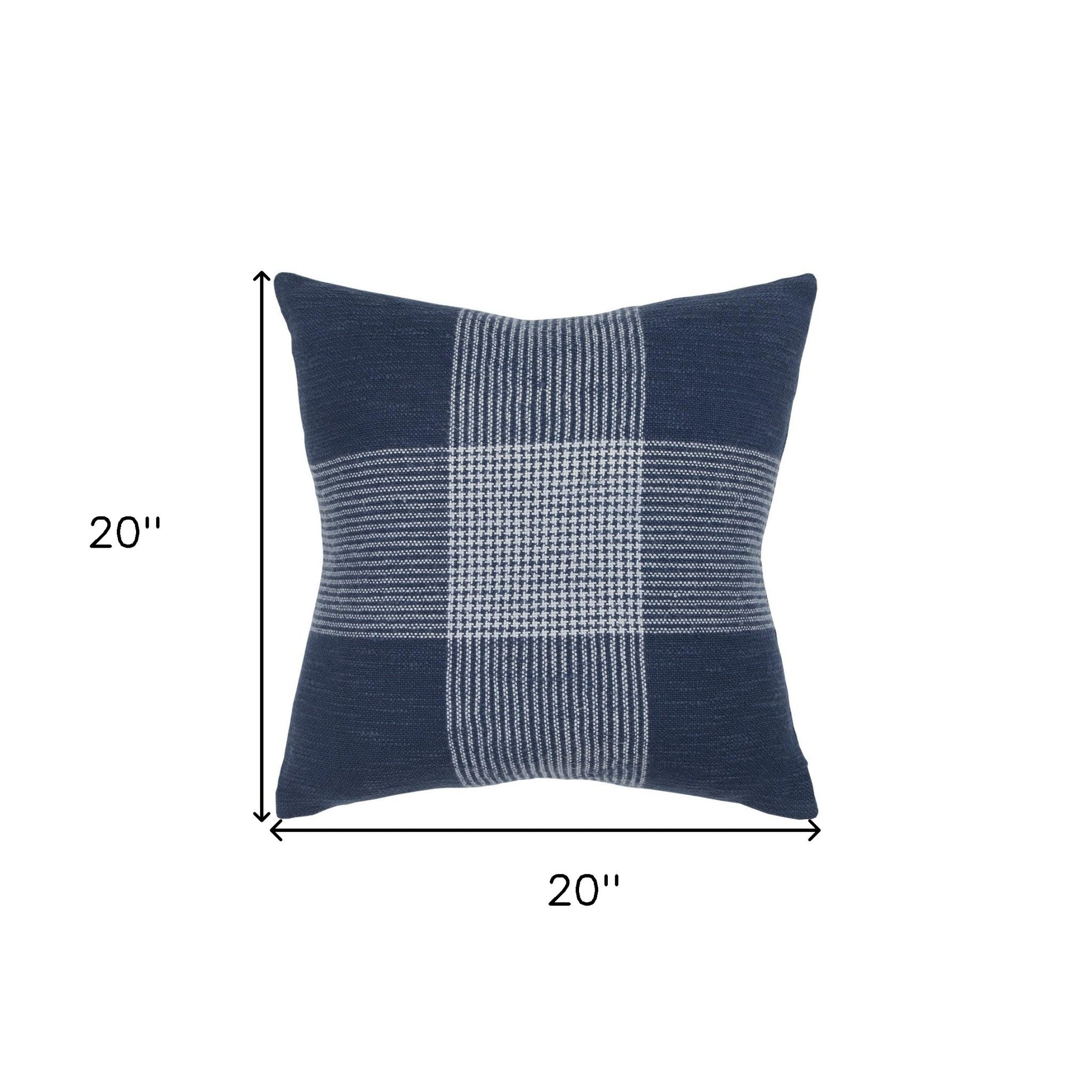 Indigo White Plaid Pattern Throw Pillow