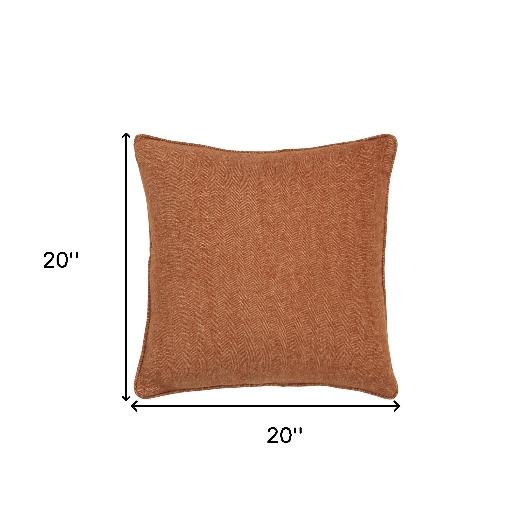 20" Brown Cotton Throw Pillow