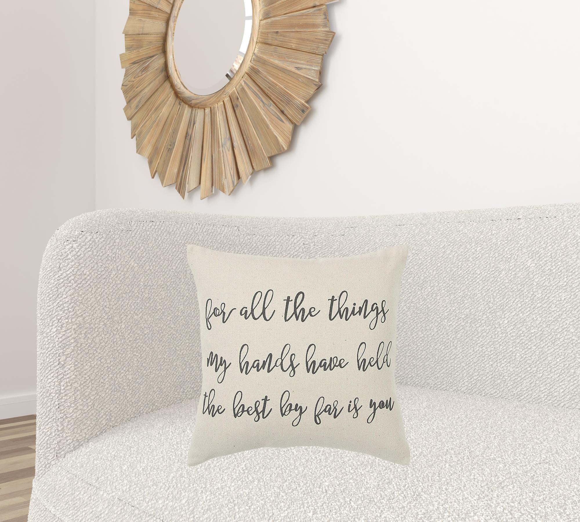 Gray Cream All The Things Throw Pillow