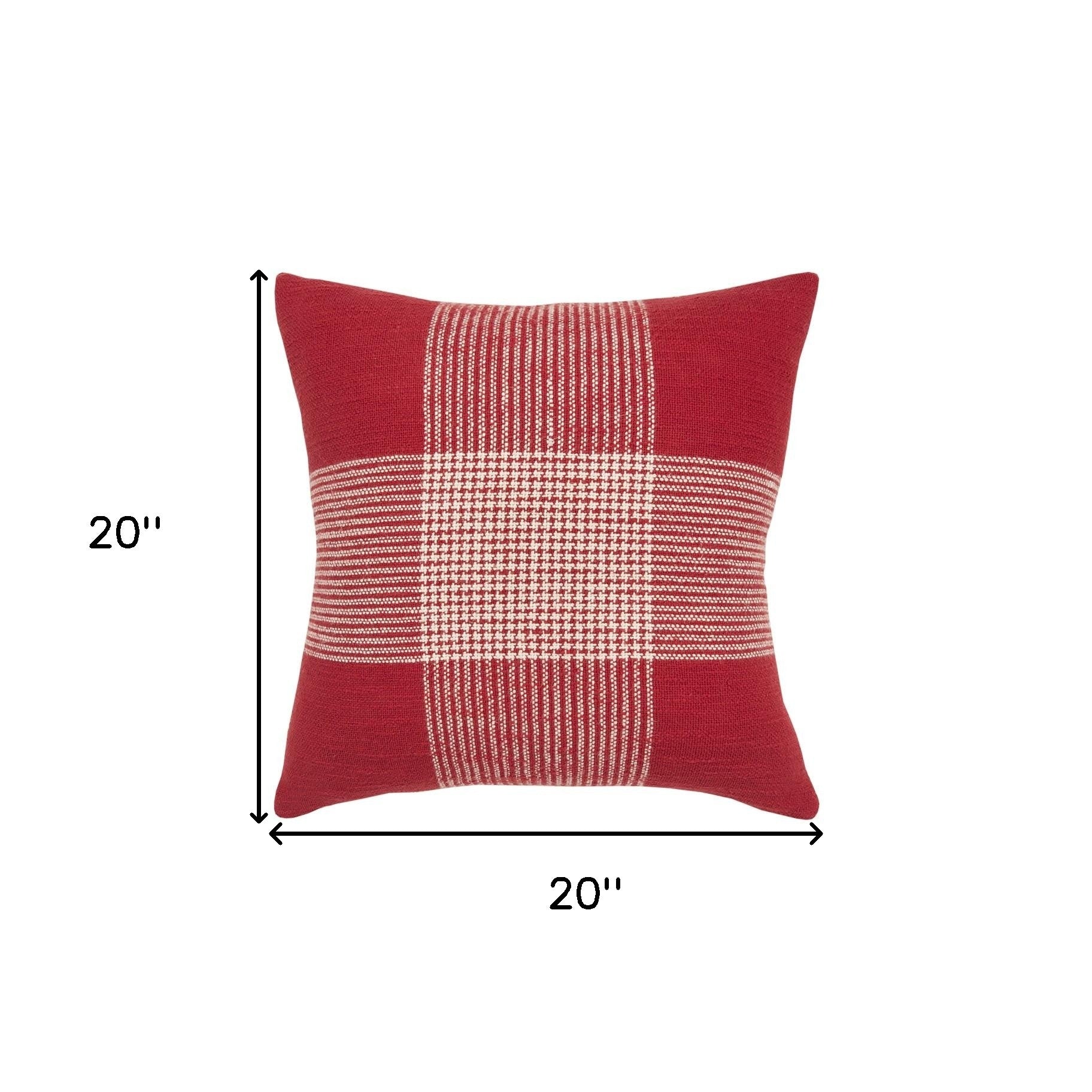 Red White Plaid Pattern Throw Pillow